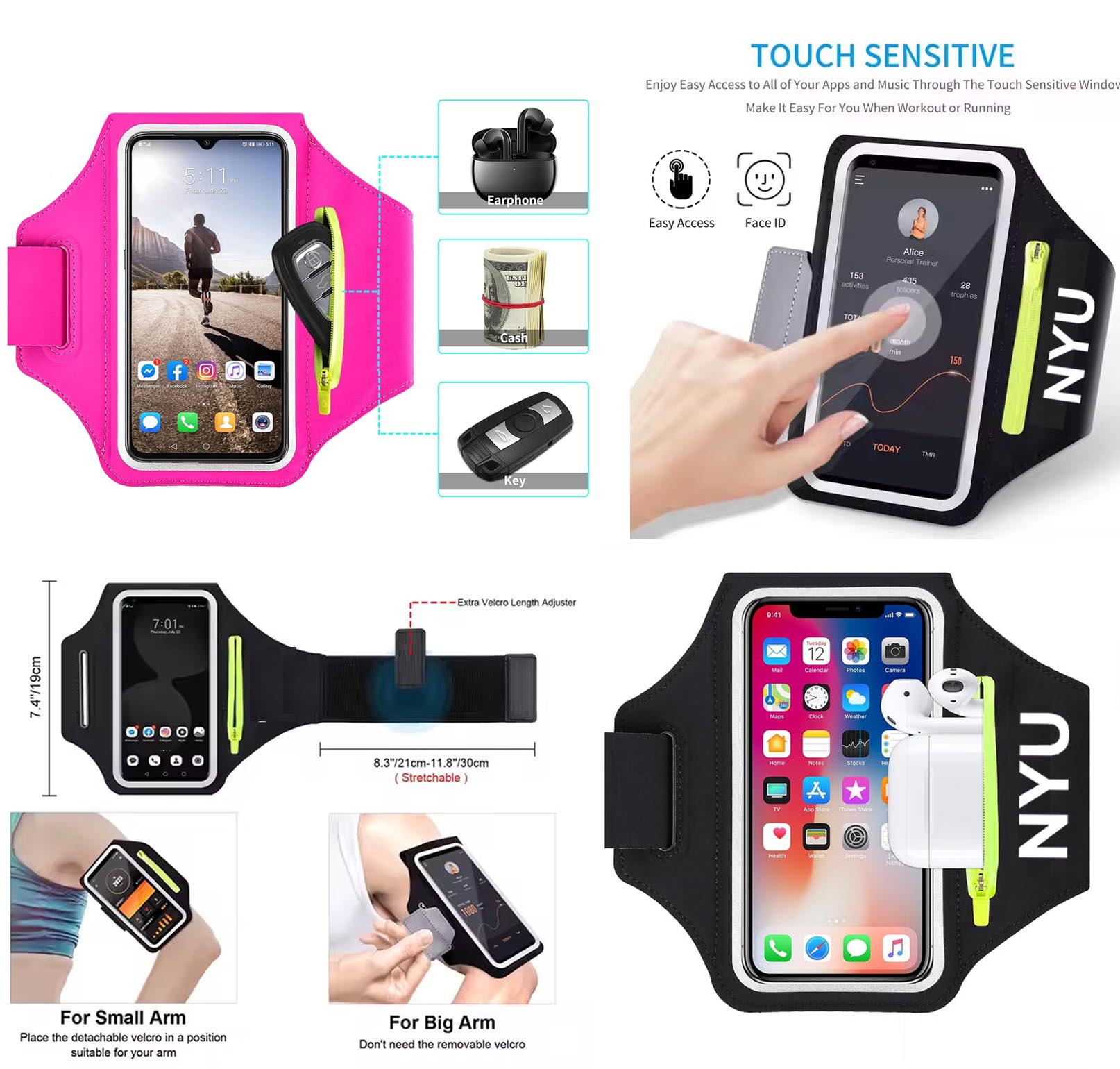 iBank ® Running Sport Armband compatible with iPhone 17,16,15 & Galaxy phones 1