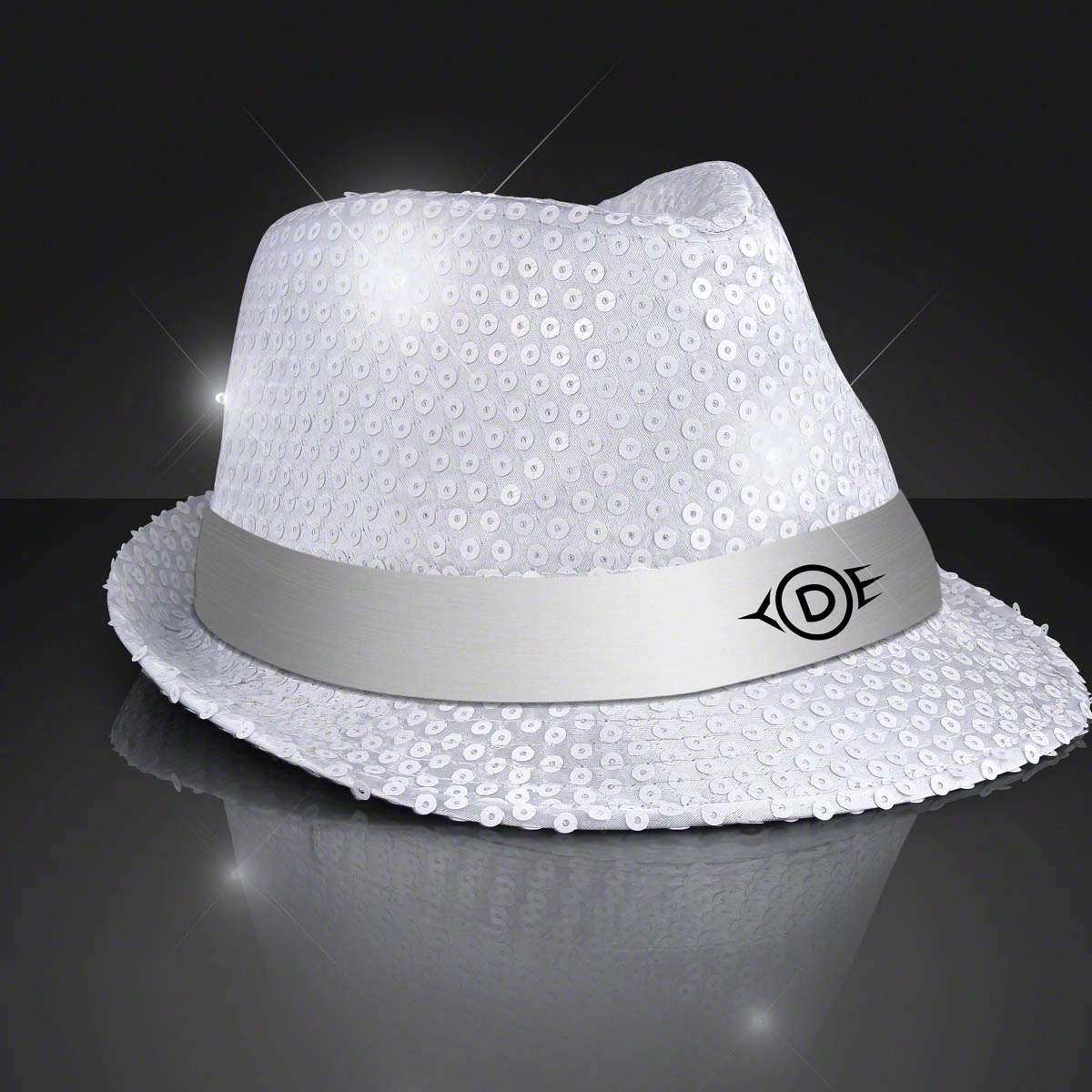 Shiny Single Colored Fedora Hats with White Bands 10