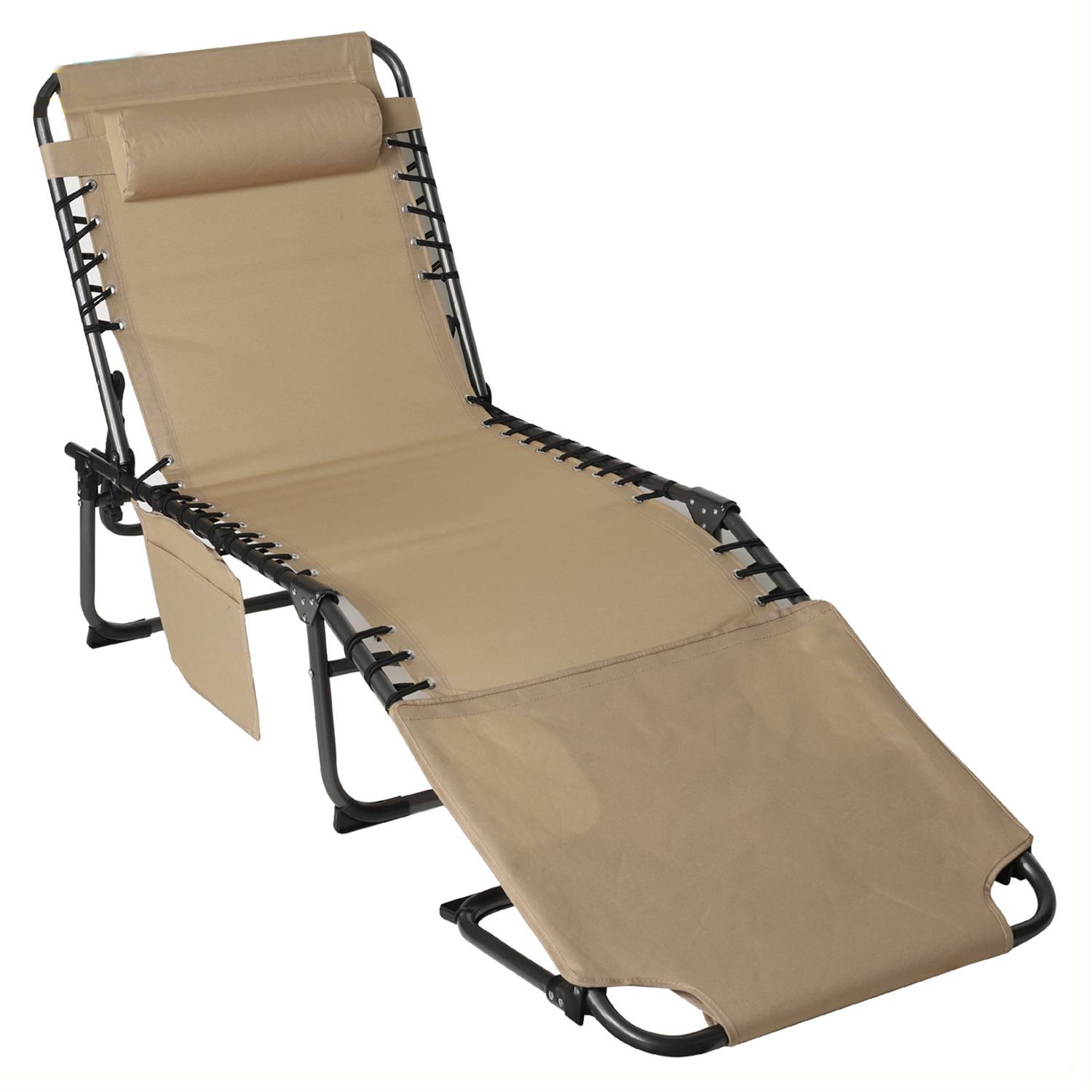 Adjustable Folding Sun Lounger w/ Face Hole and Pillow 5