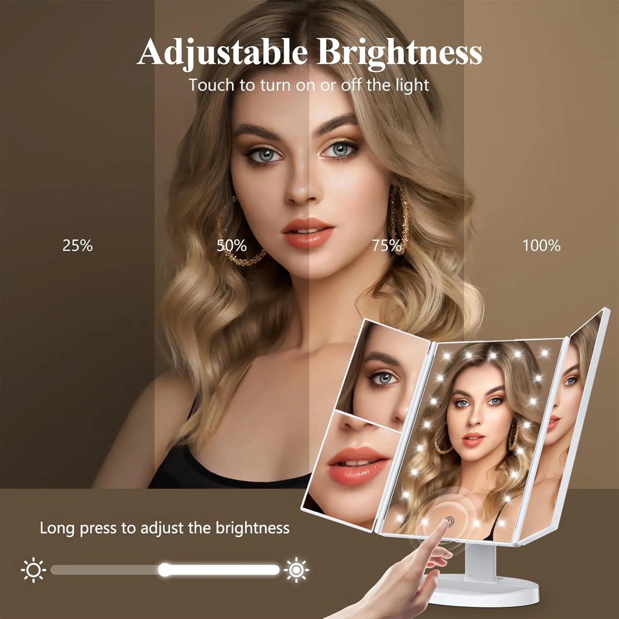 Folding LED Makeup Mirror For Desk 4