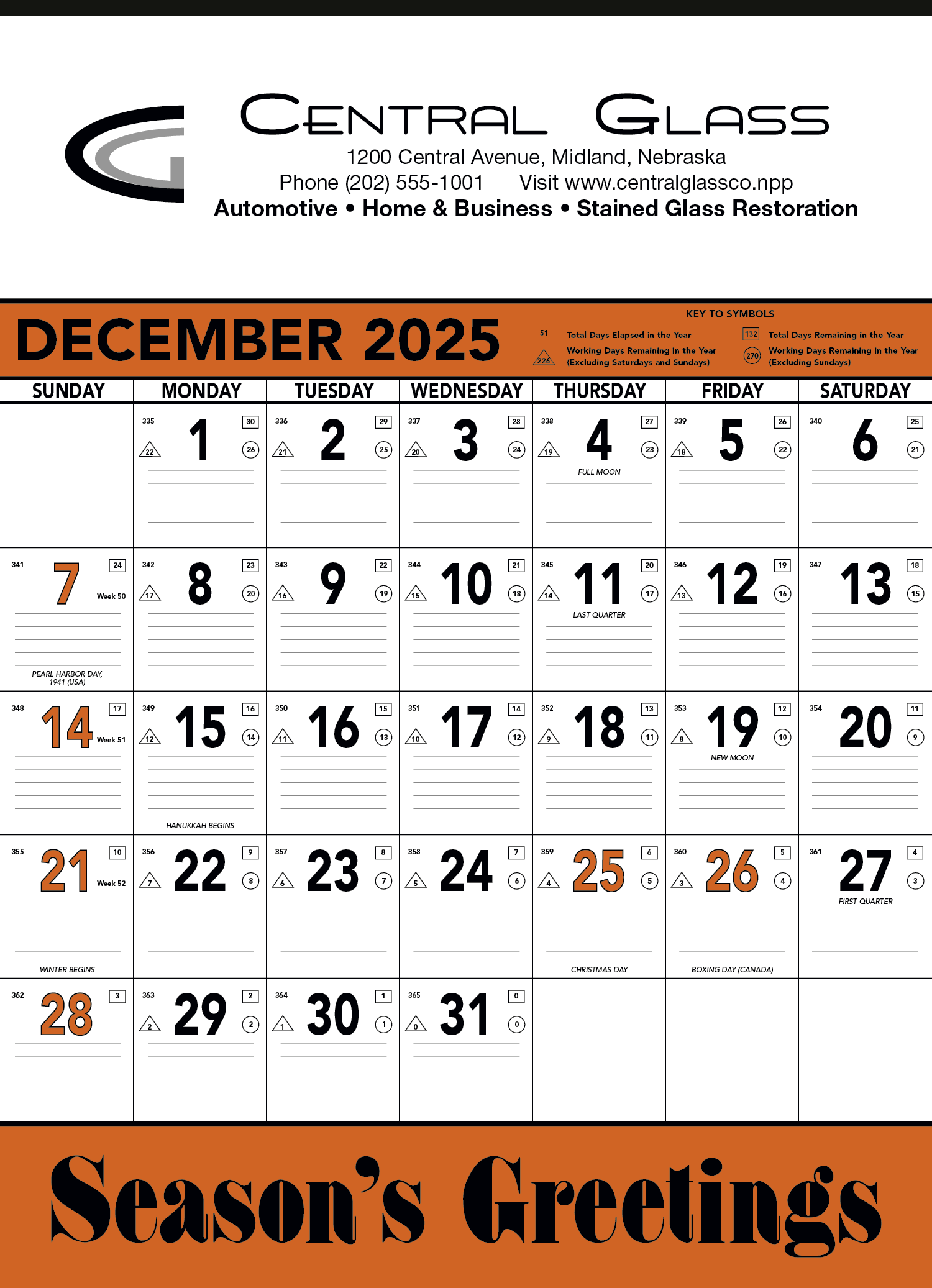 Triumph® Calendars Orange & Black Contractor Memo Calendar 3