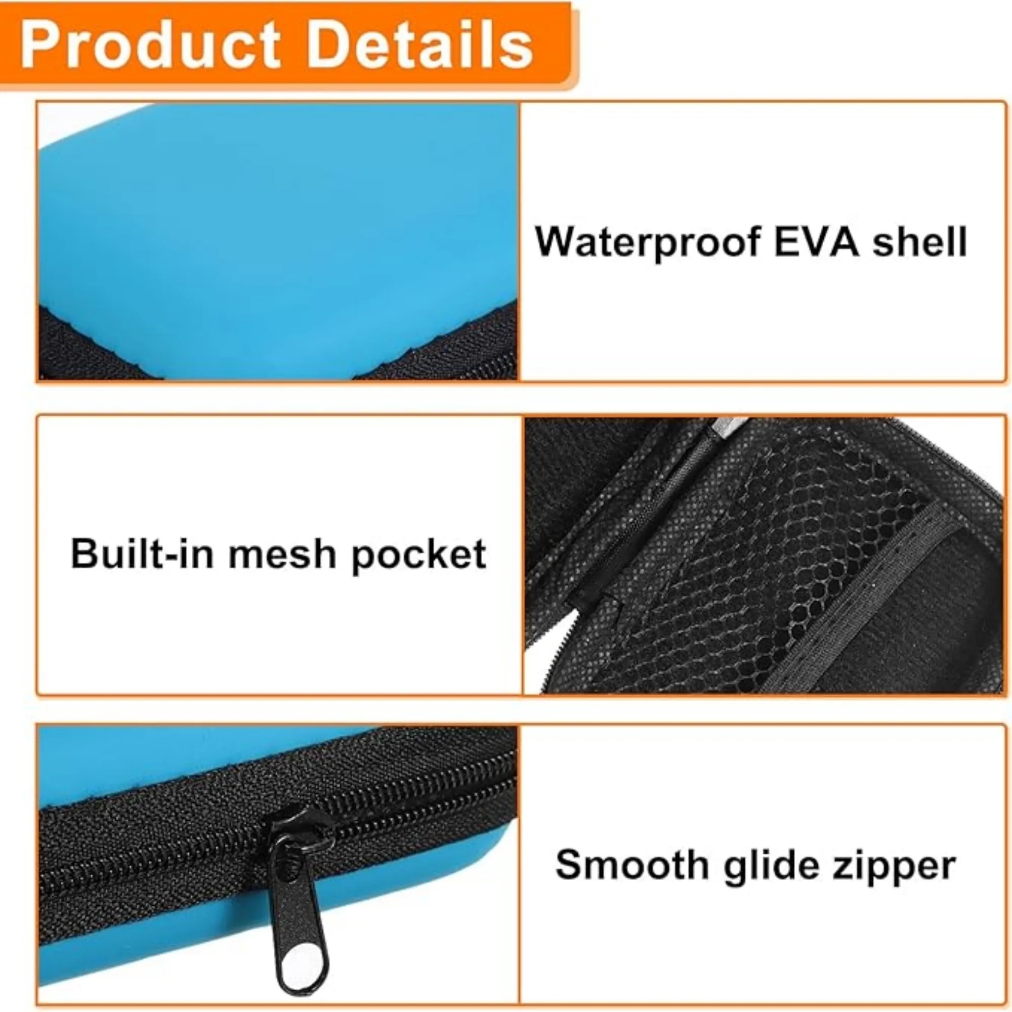 MOQ Portable EVA Earphone Case with Mesh Pocket Organizer 2