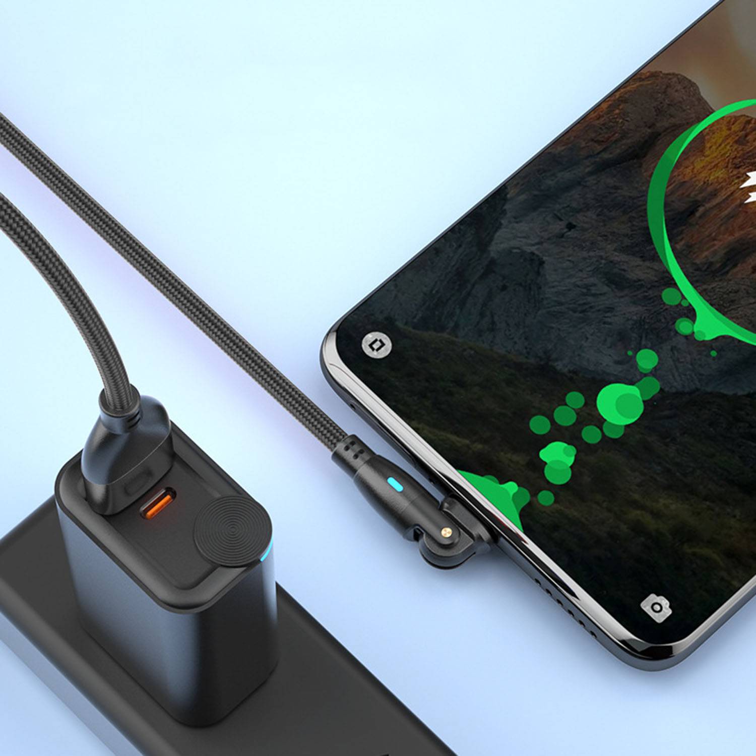 2-in-1 Nylon USB Fast Charging Cable W/ 180 degree Rotation 5