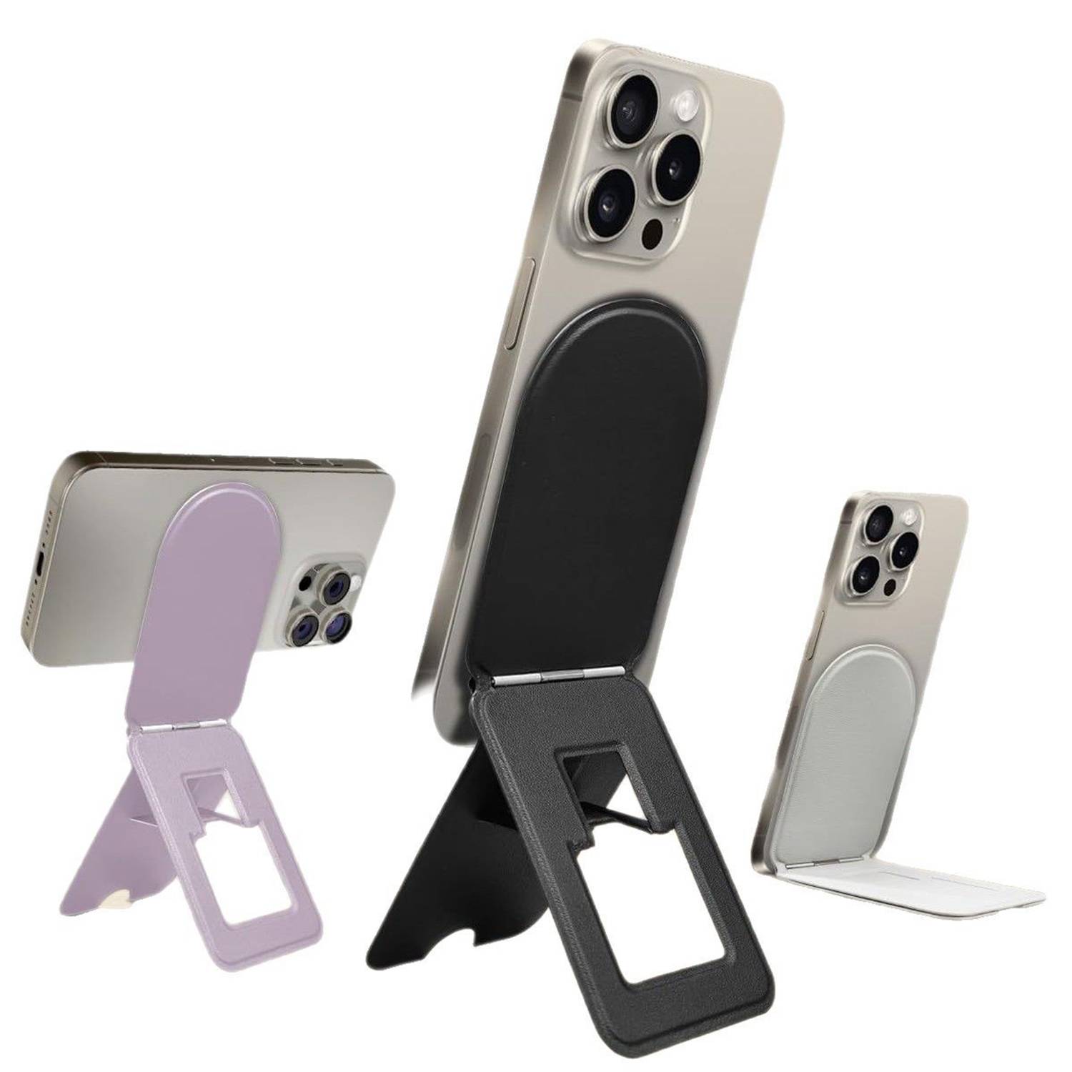 PU Leather Foldable Magnetic Triangle Phone Stand 4
