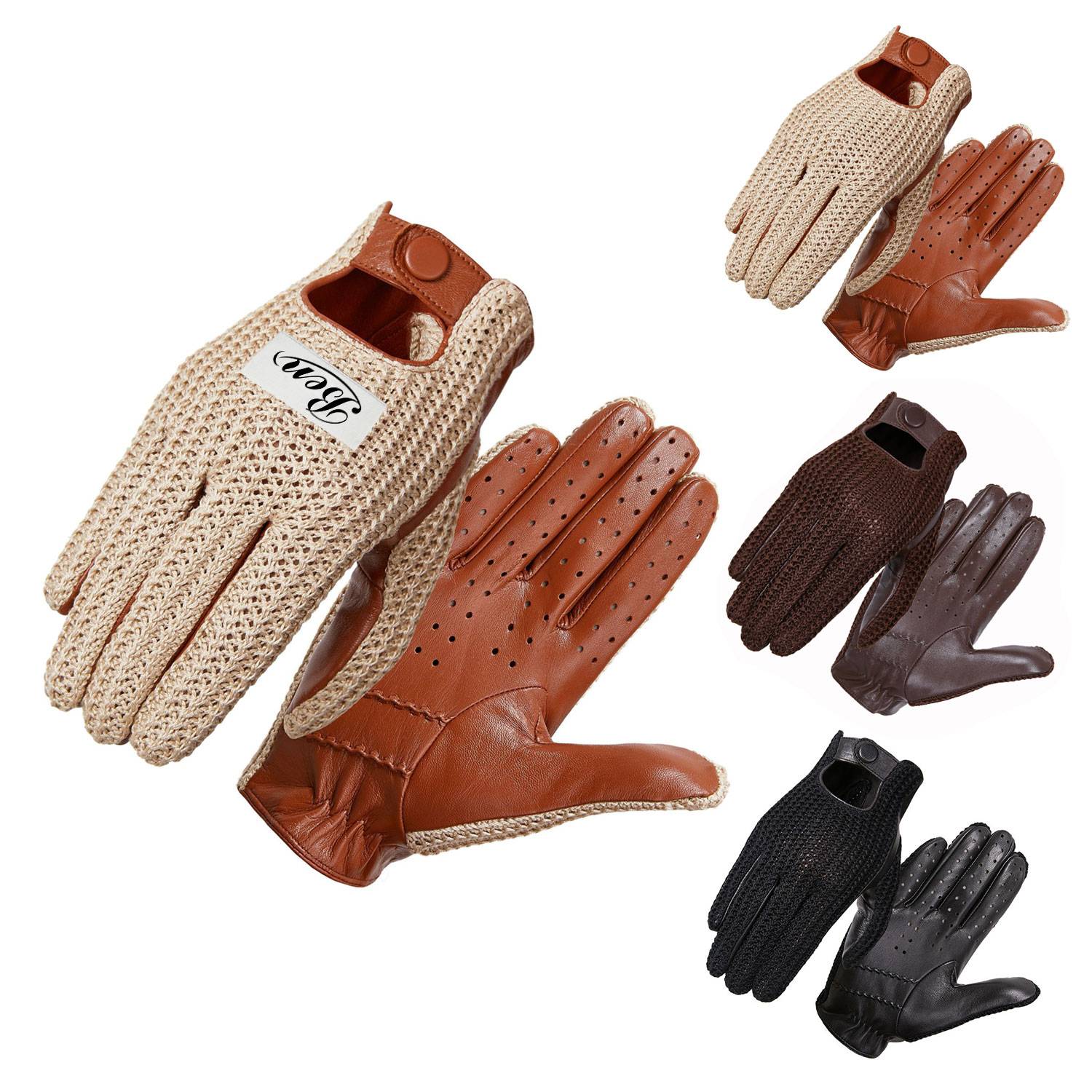 Genuine leather woven anti-slip gloves 2