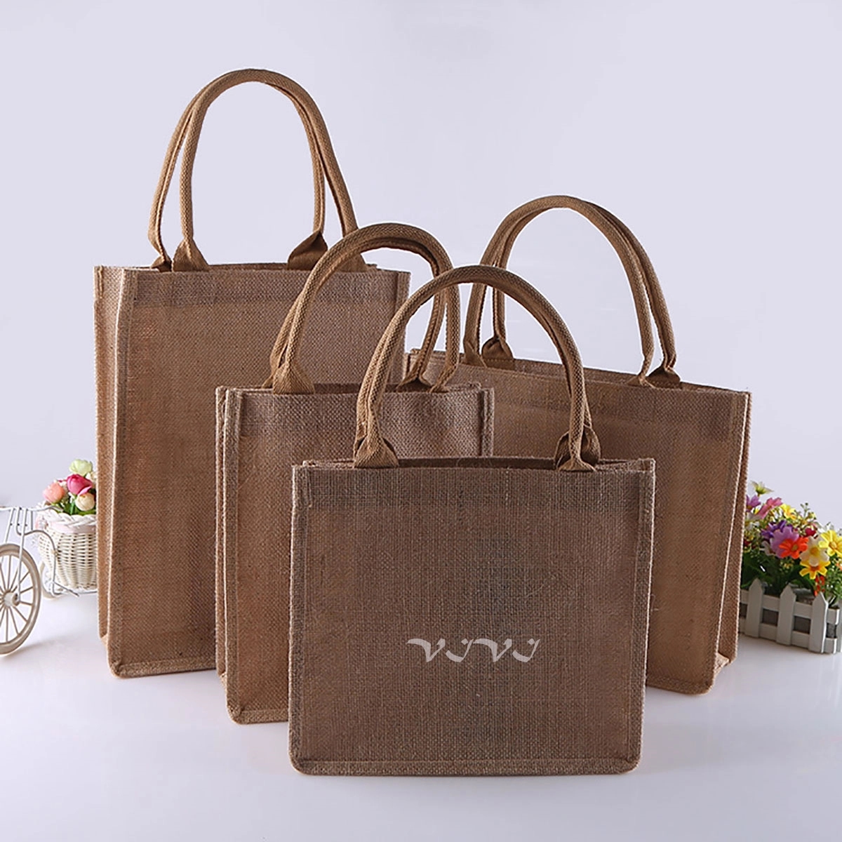 Reusable Burlap Jute Canvasbag With Handle 2