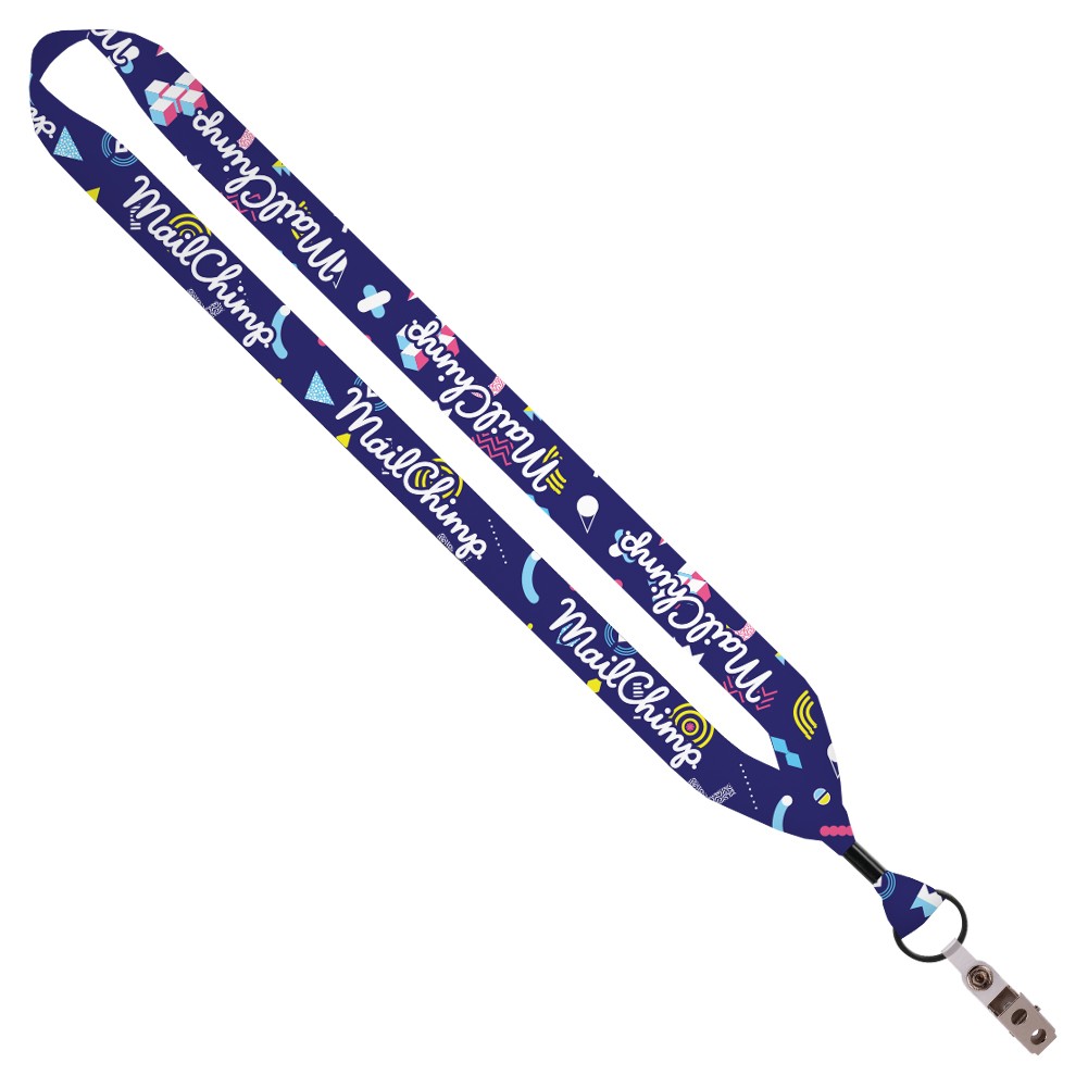 3/4" Custom Sublimated Lanyard W/ Metal Crimp & Bulldog Clip 2