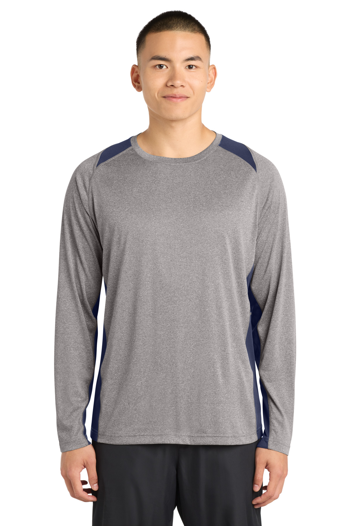 Sport-Tek Long Sleeve Heather Colorblock Contender Tee. ST361LS 104