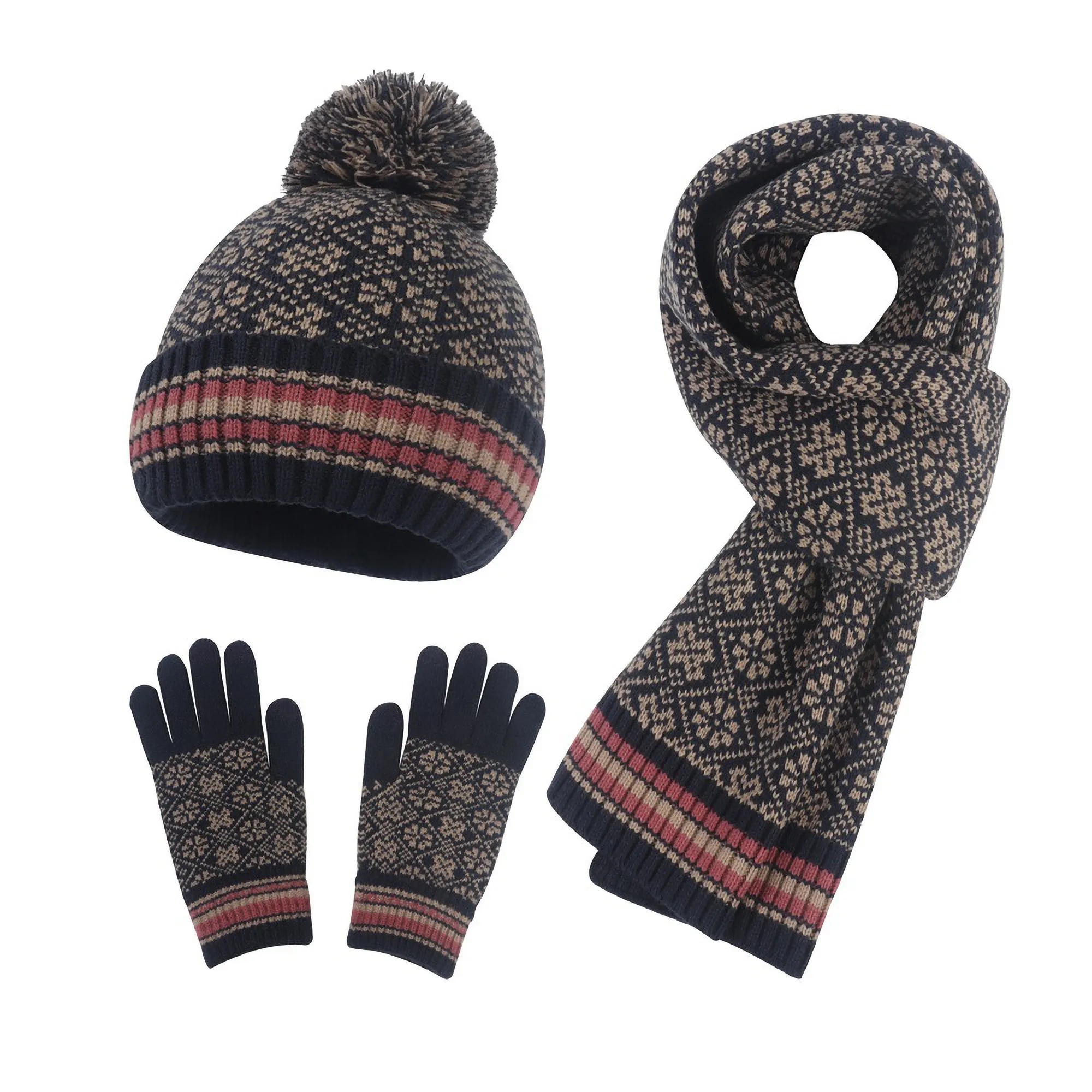 Winter Warmth Fleece Set Beanie, Gloves, and Scarf Hats 5