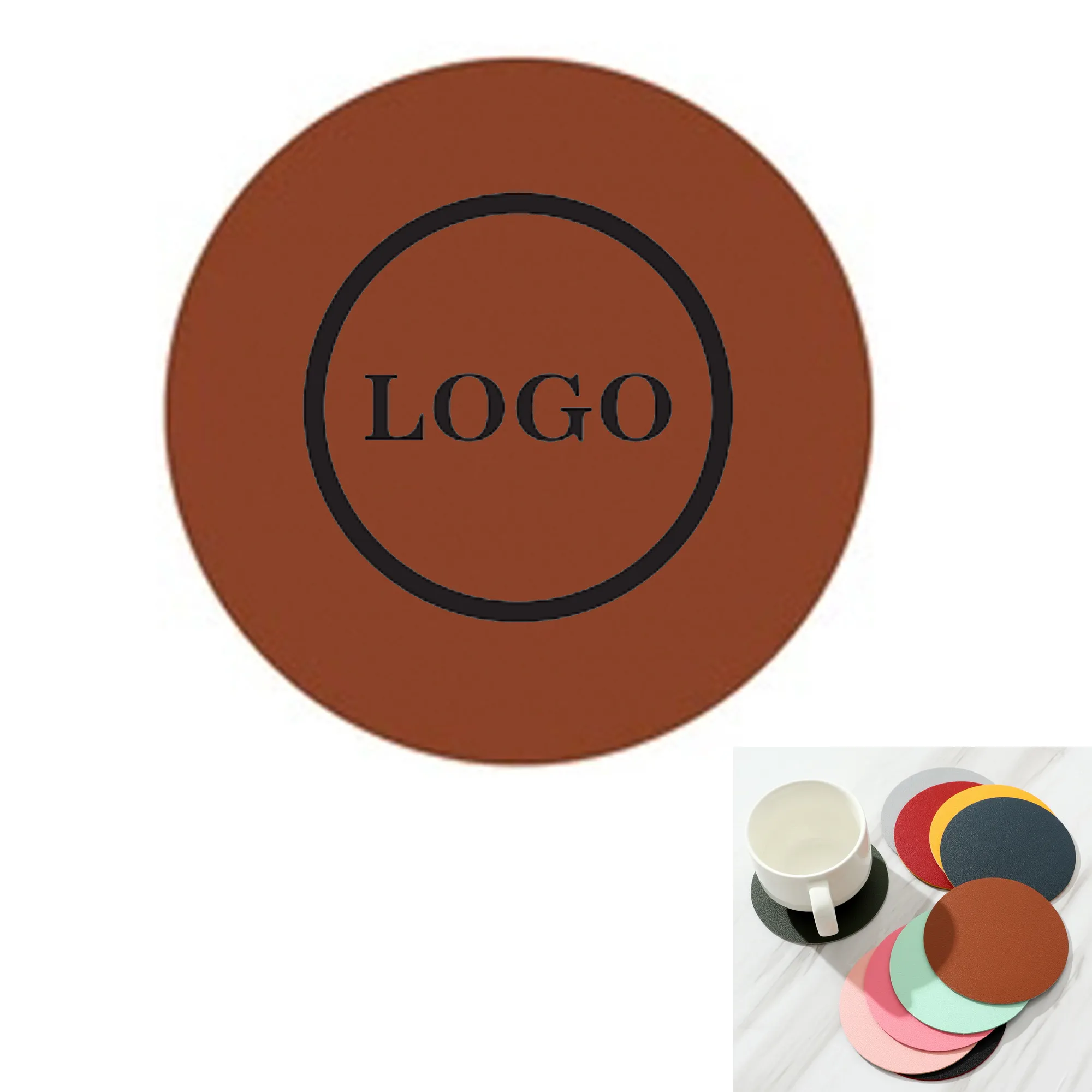 Two Sided Round Leather Coaster