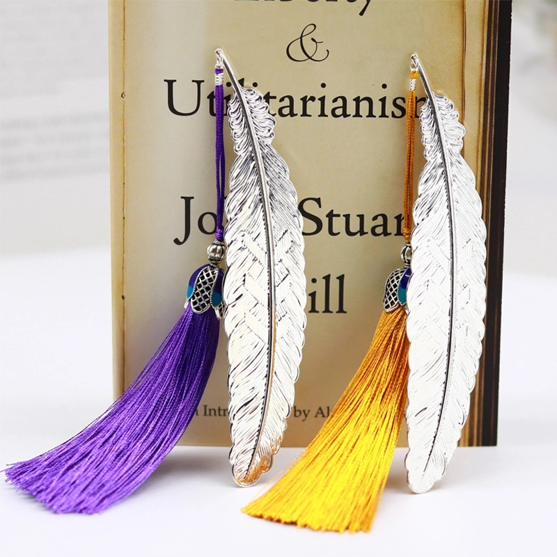 Metal Feather Bookmark With Tassels 2