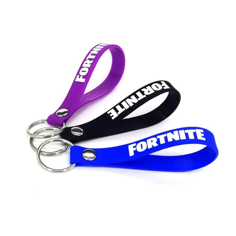 Screen Printed Silicone 1/2"W Bracelet Keychain 6