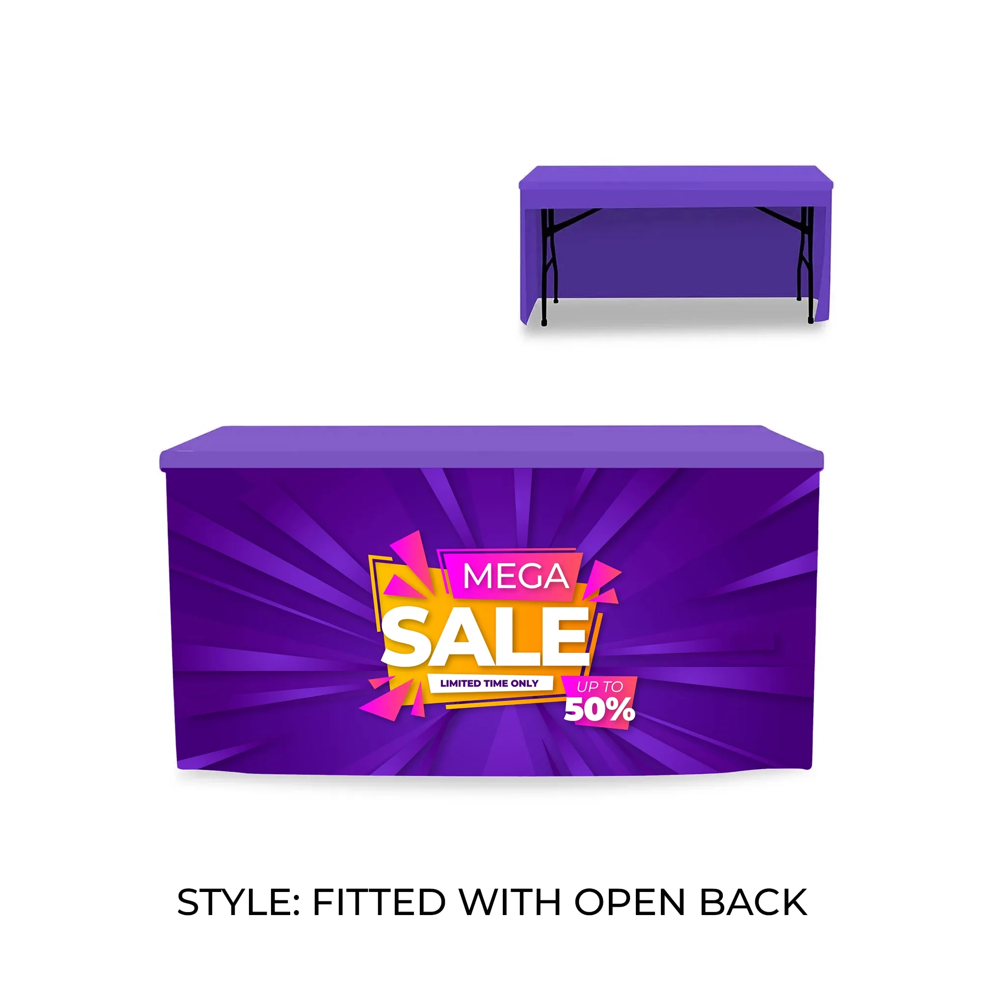 4' Table Cover Fitted Throw w/ Open Back 3