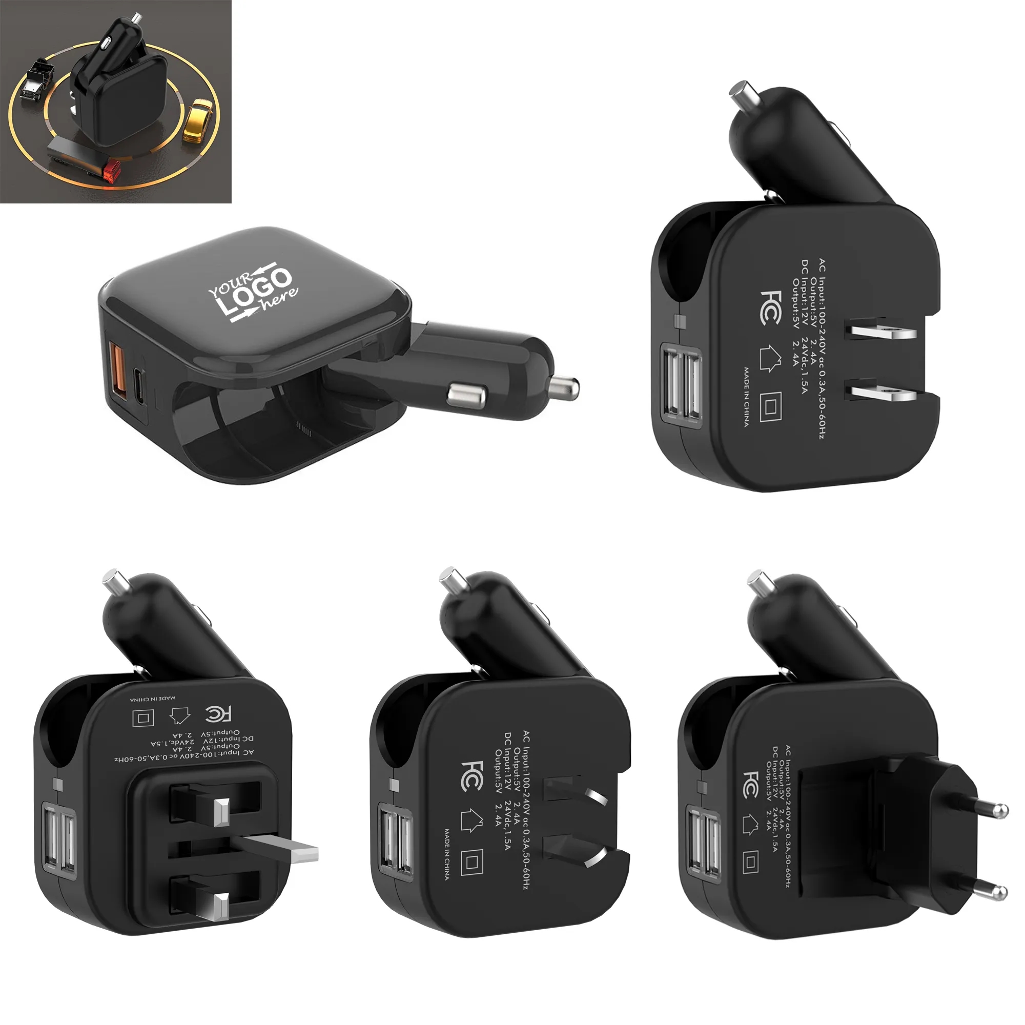 2-in-1 Fast Travel Car Charger 2
