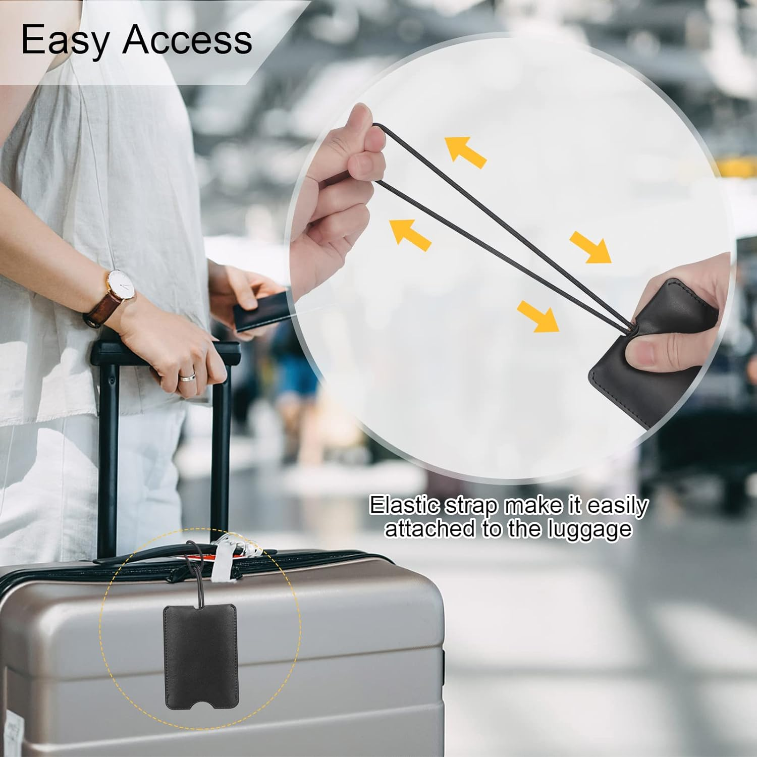 Pu Leather Luggage Tag W/ Strap 4