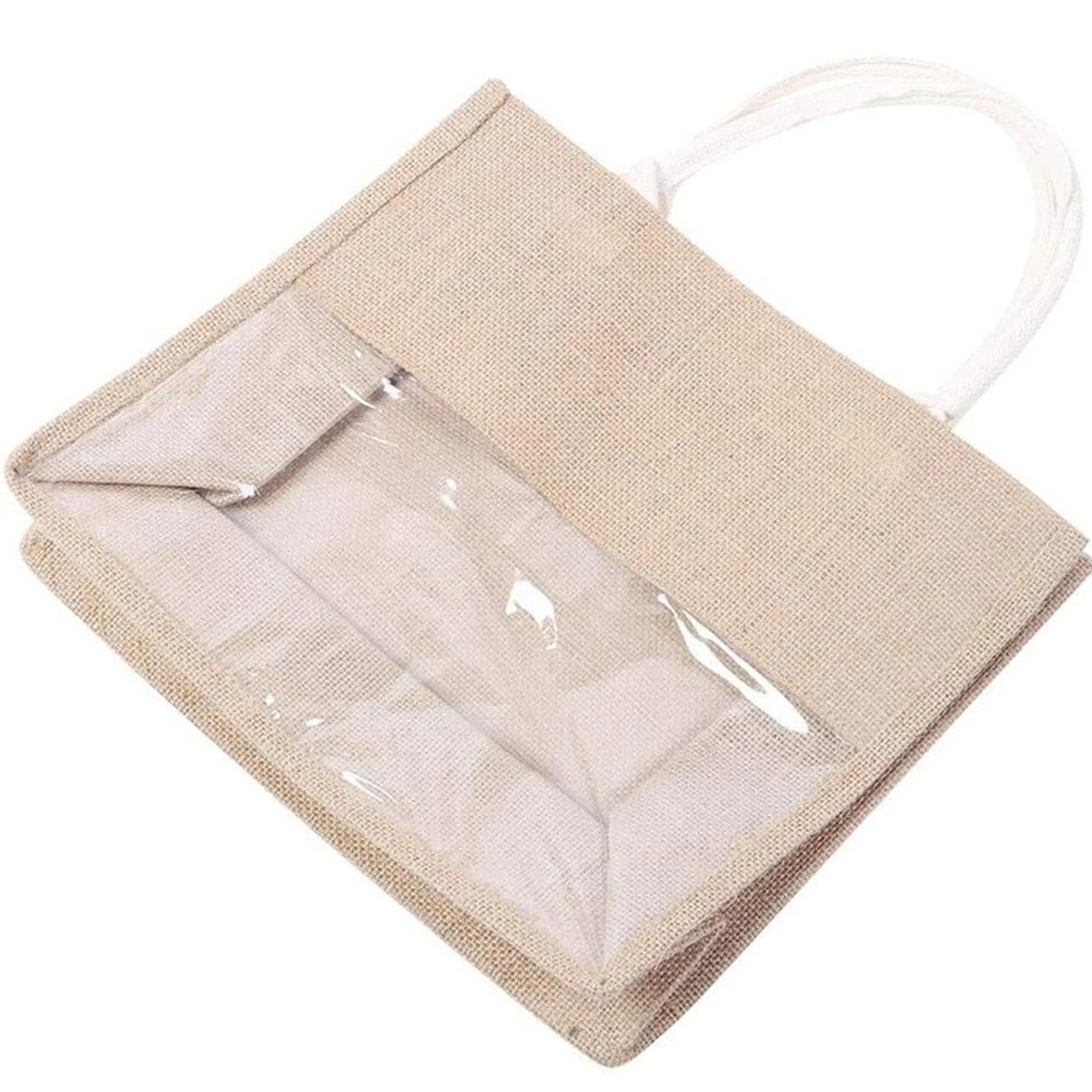 Transparent Jute Tote Bag, custom tote bag with logo imprint 6