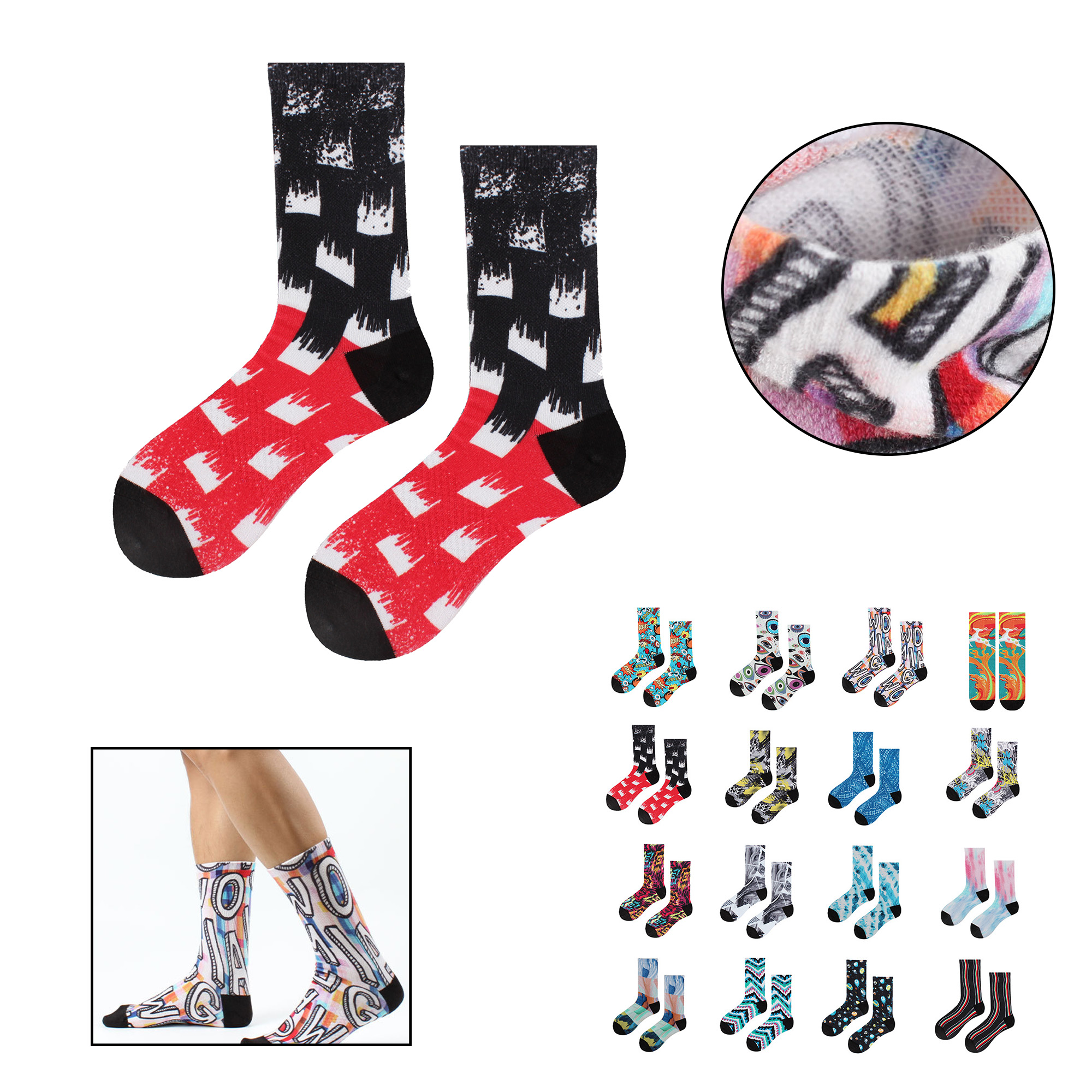 Full Color MOQ 20 Polyester Mid-Calf Socks 2