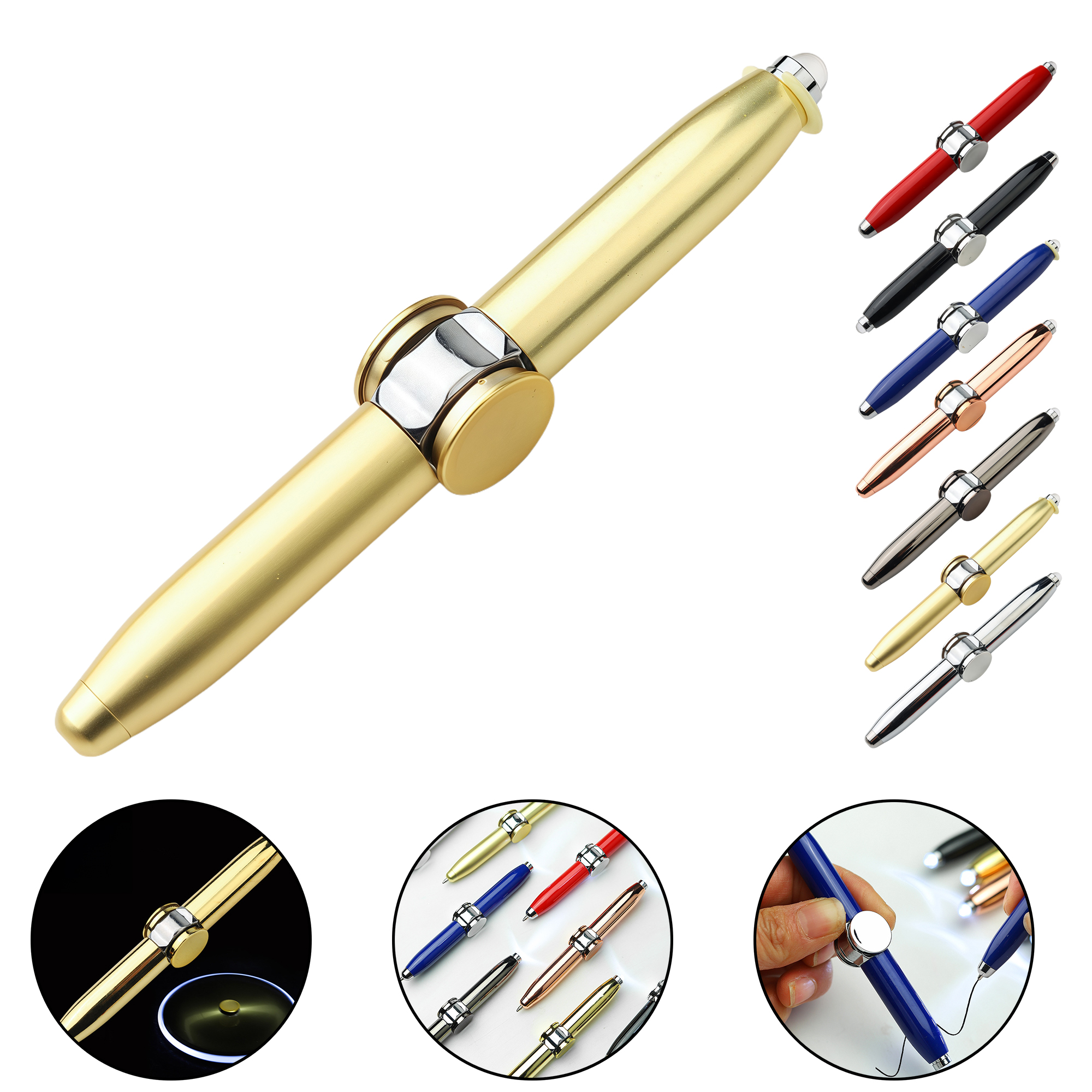 LED Fidget Spinner Pen - Multifunctional Metal Ballpoint Pen for Stress Relief 8