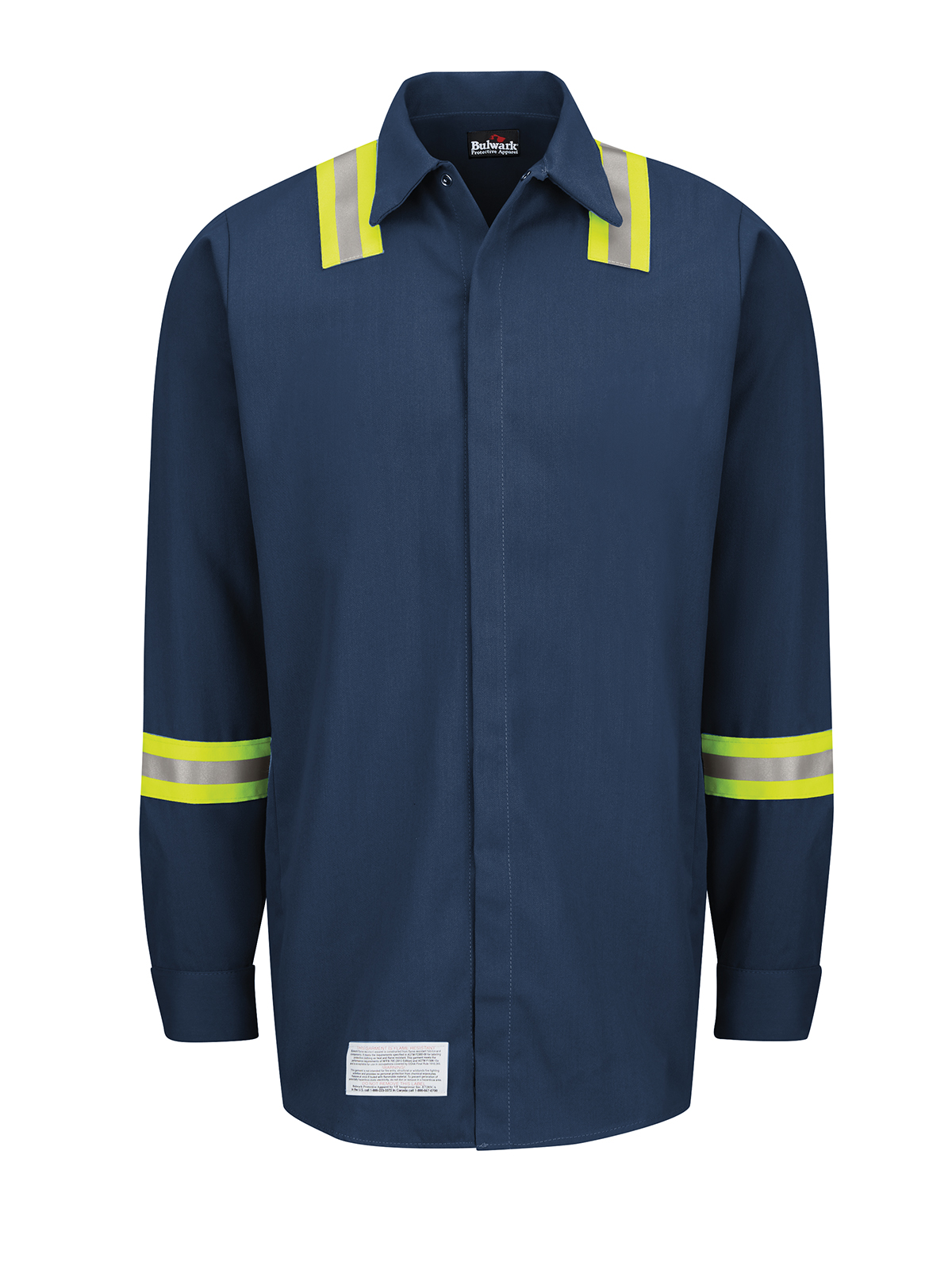 Bulwark Shirts - Unisex Enhanced Visibility Concealed-Gripper Pocketless Work Shirt