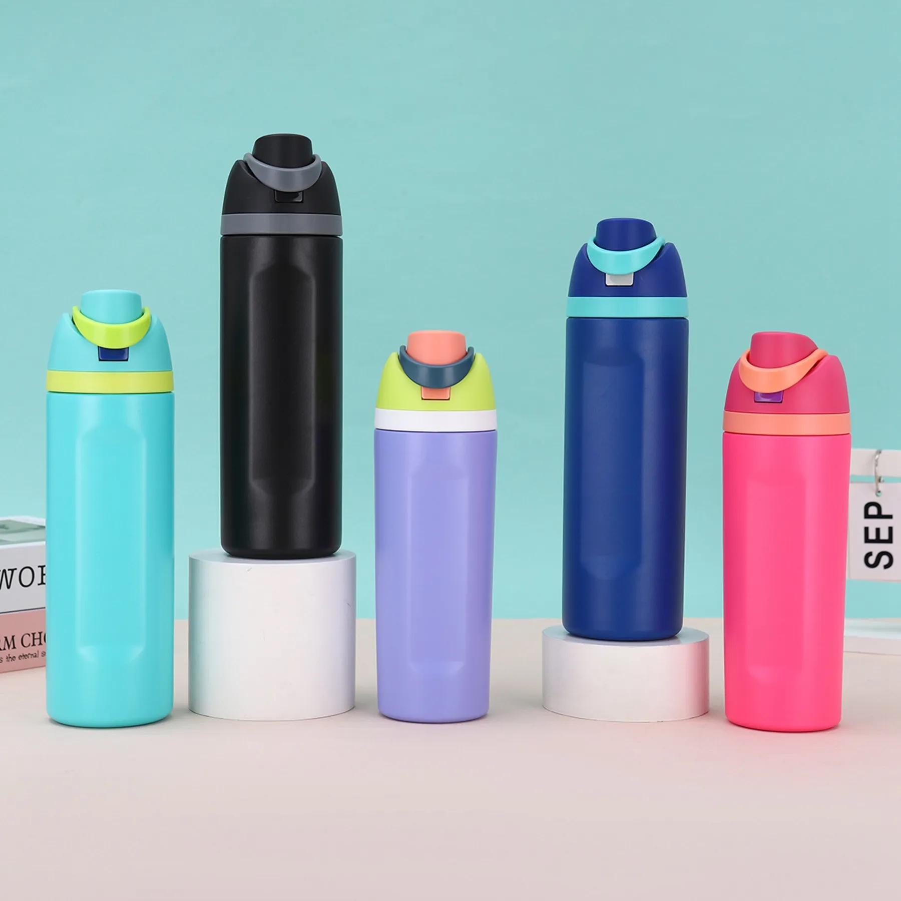 24 Oz. Leak Proof Spout Lid Water Bottle with Straw, custom water bottle with logo imprint 9