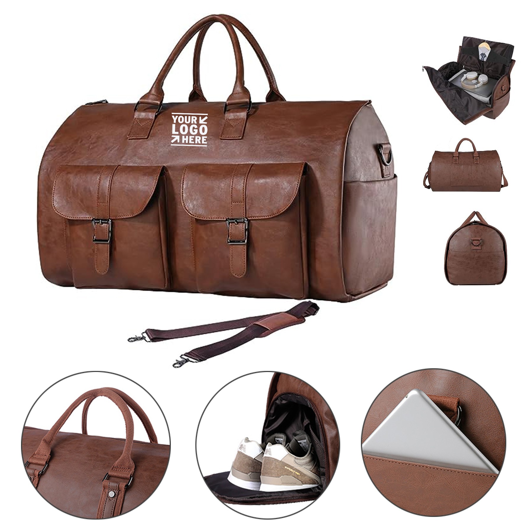 Waterproof Carry on Garment Travel Leather Garment Duffle Convertible Mens Suit Travel Bag 2