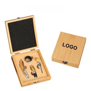 4 Piece Bamboo Wine Tool Set 2