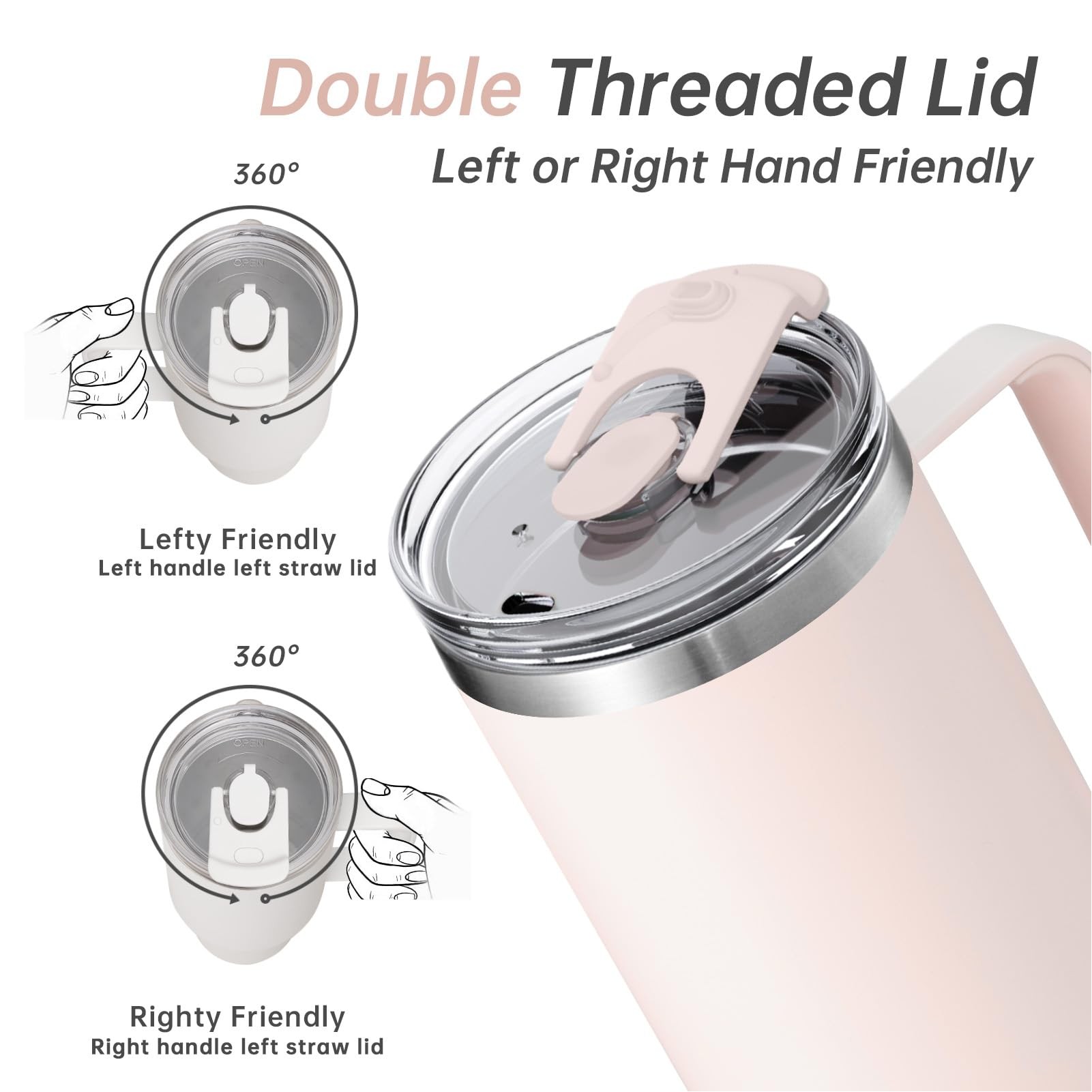 40 oz Tumbler with Handle and Straw Lid Leak-proof Silicone Boot Straw Cover Cap Travel Coffee Mug 3
