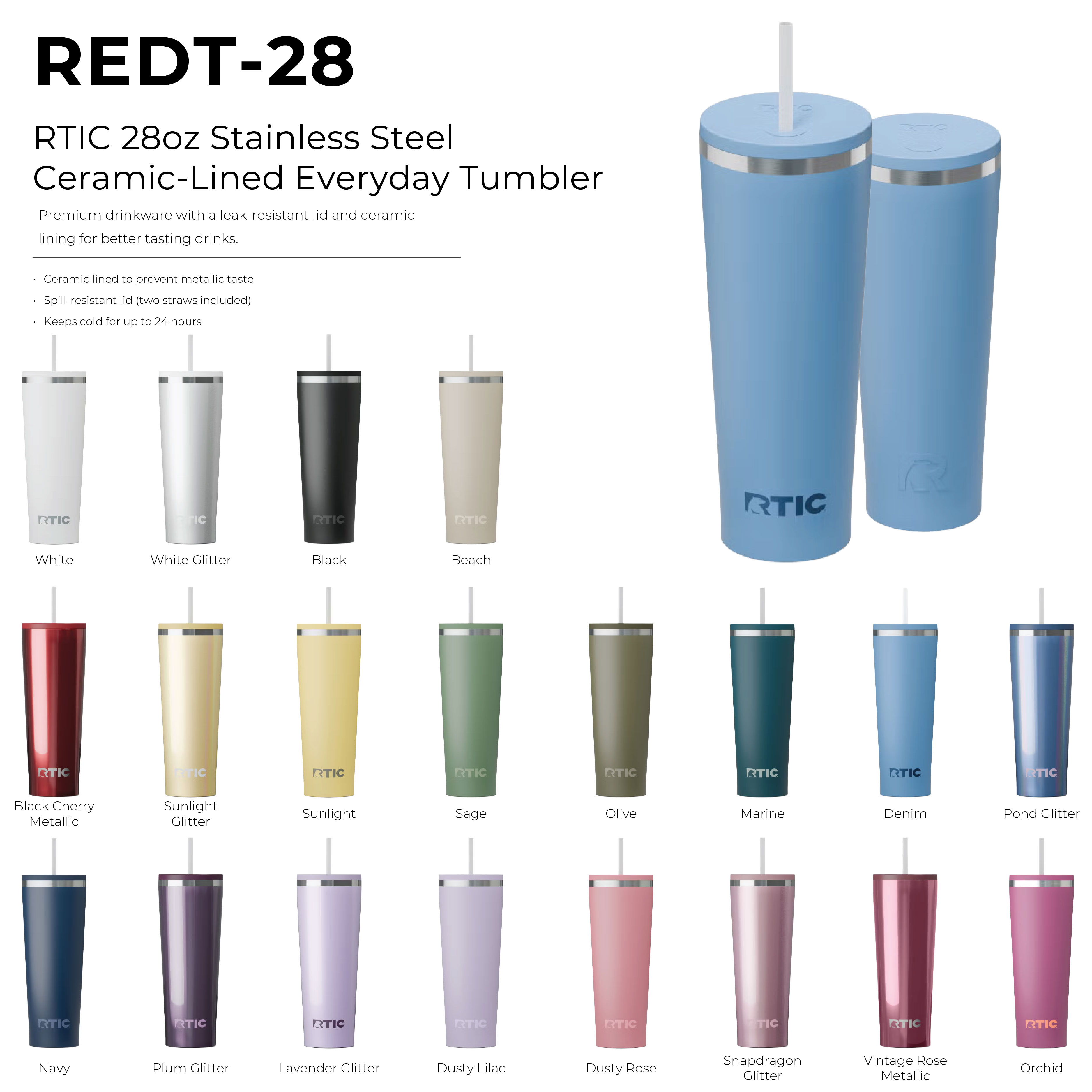 RTIC 28oz Stainless Steel Ceramic-Lined Everyday Tumbler 19