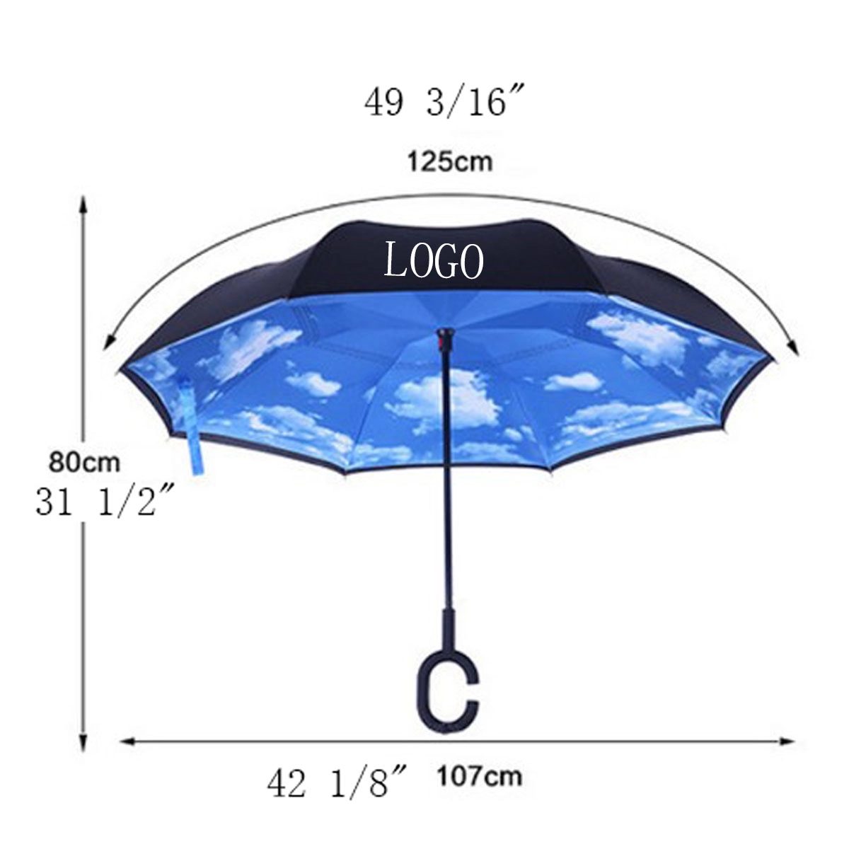 Customize Double Layer Reverse Umbrella With C Handle 1