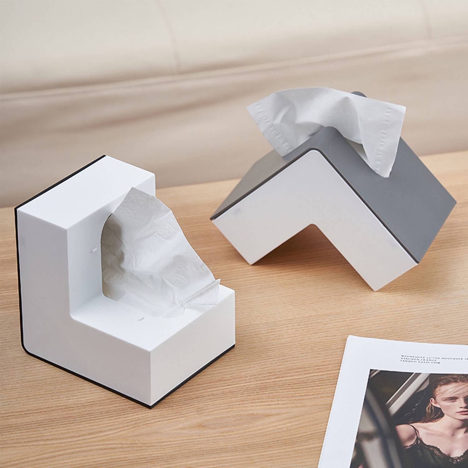 Simple creative style L-shaped tissue box for living room 4