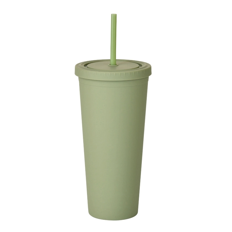 24oz Frosted Plastic Tumbler with Lid And Straw 2