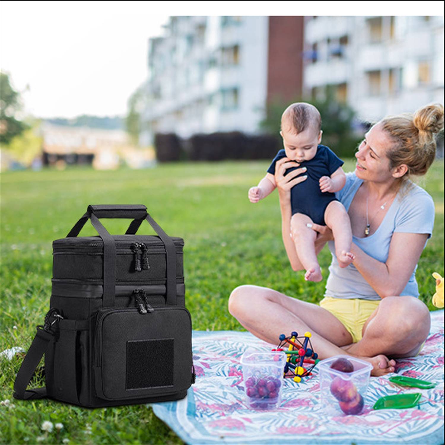 16L Double Deck Nylon Cooler Bag w/Adjustable Strap 8
