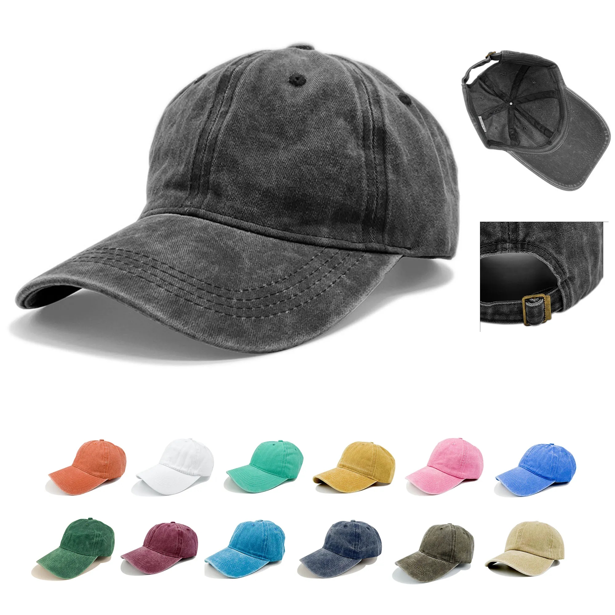 Embroidery Washed Cotton Baseball Cap 16