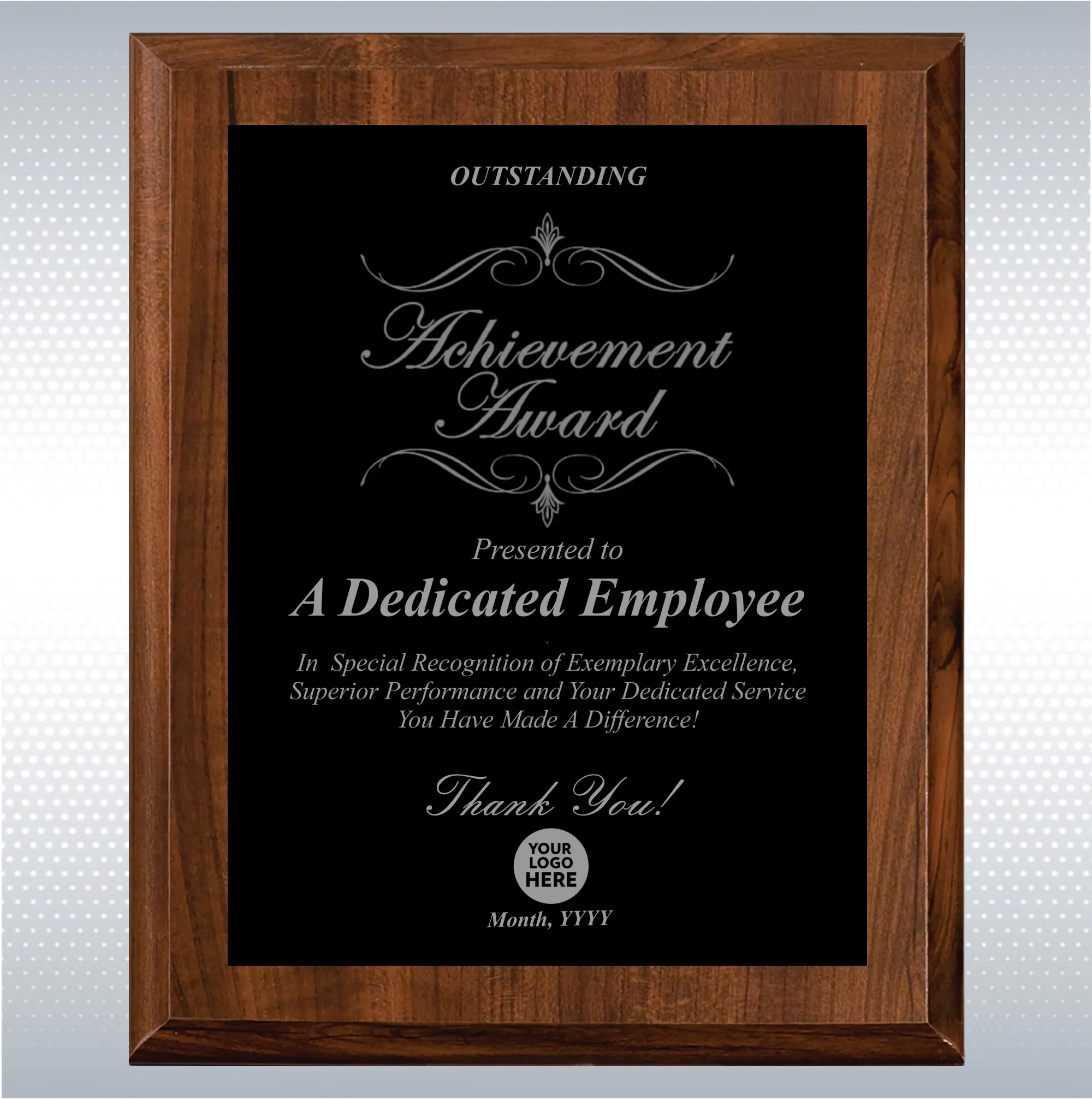 Cherry Finish Excellence Plaque , Employee Recognition Gift 12