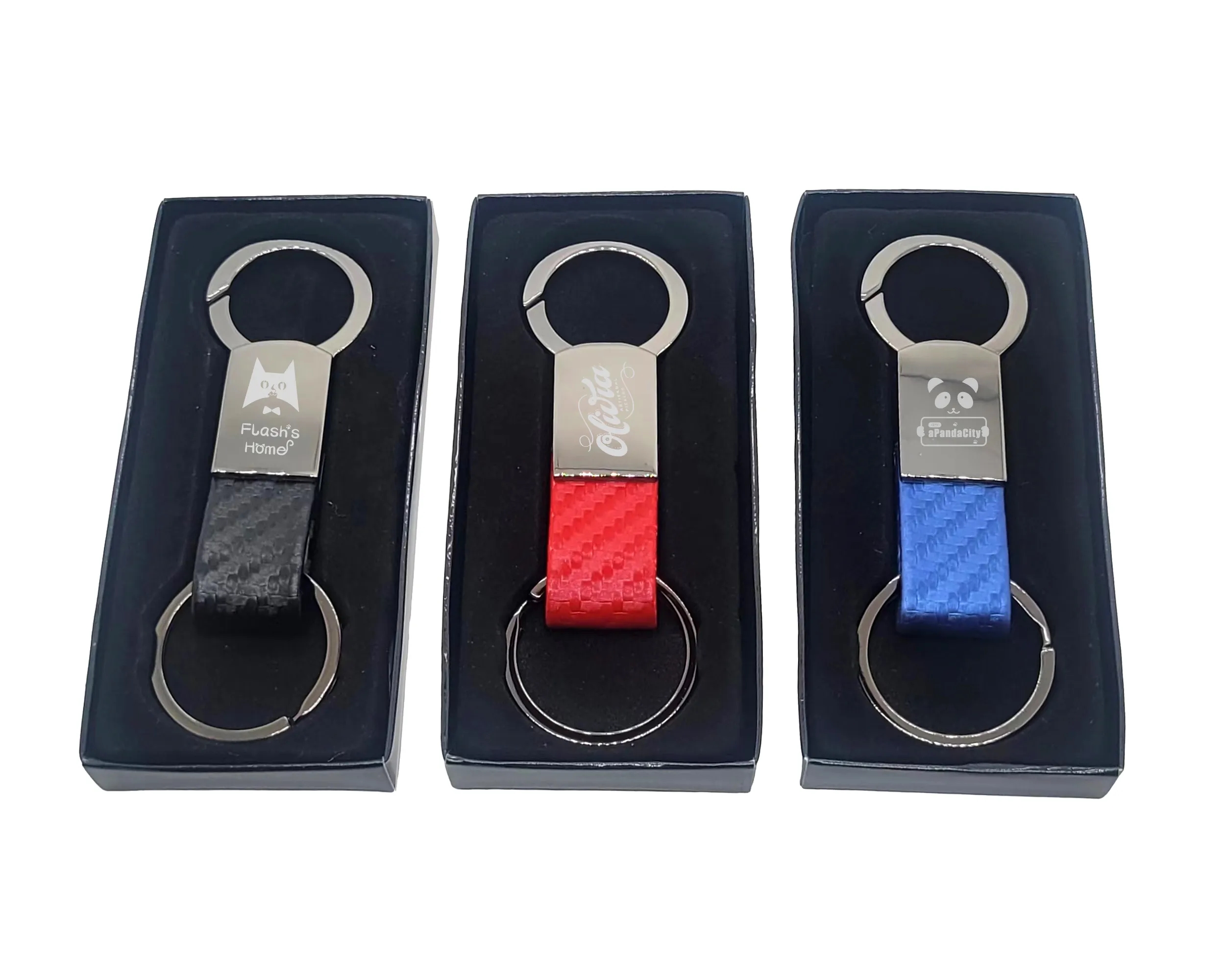 Gunmetal Faux Fiber Leather Clip-On Key Chain 5