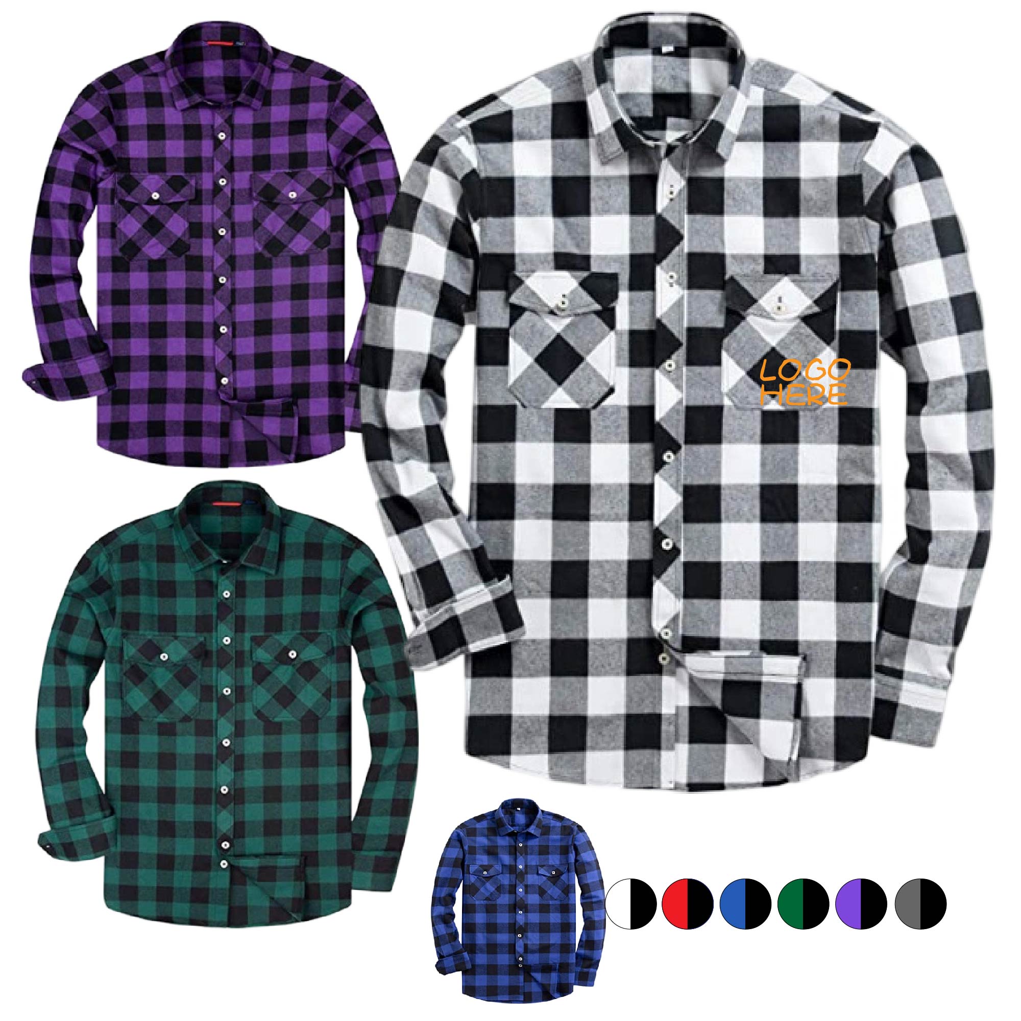 Long Sleeve Plaid Flannel Casual Shirts 2