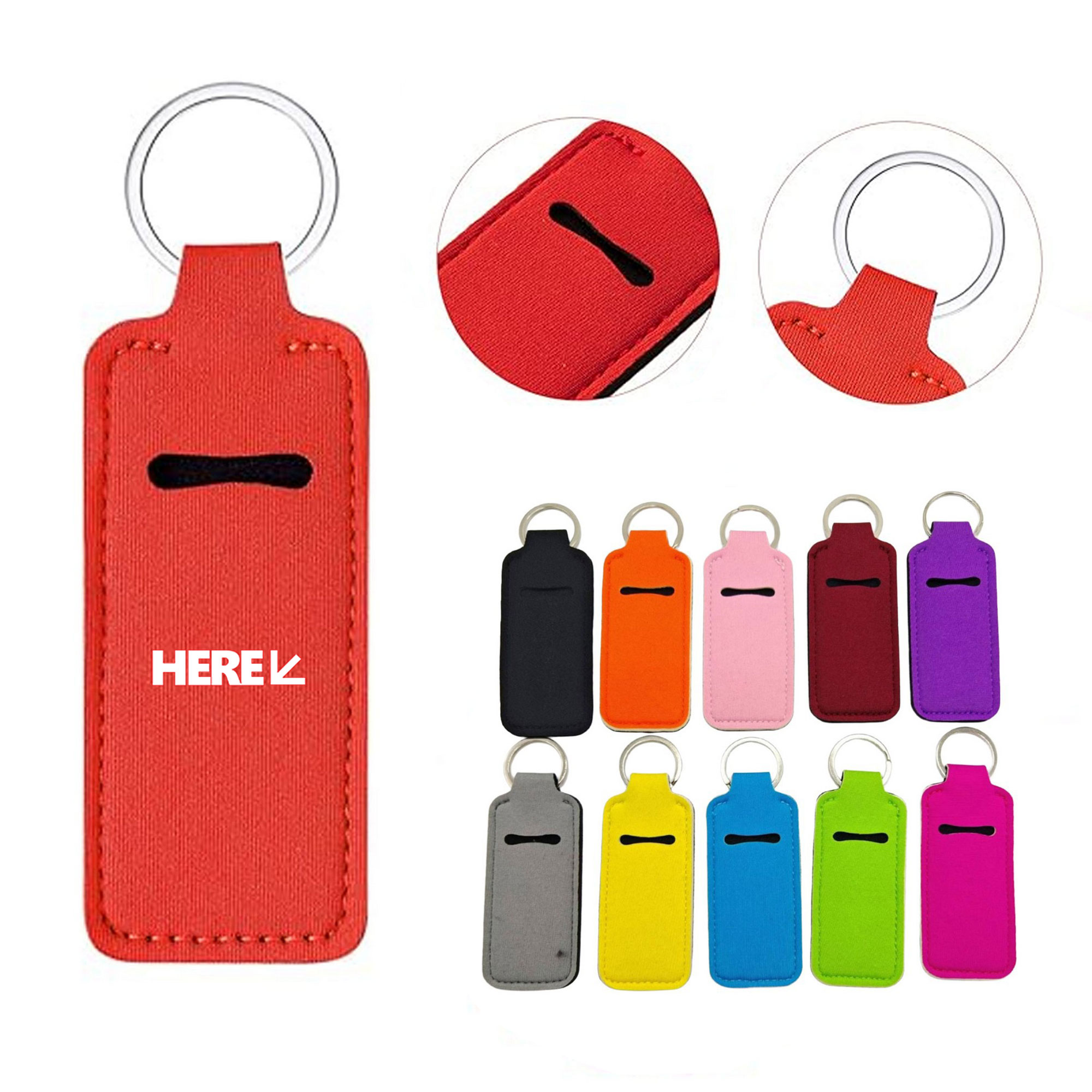Neoprene Lipstick Protective Sleeve With Keychain 2