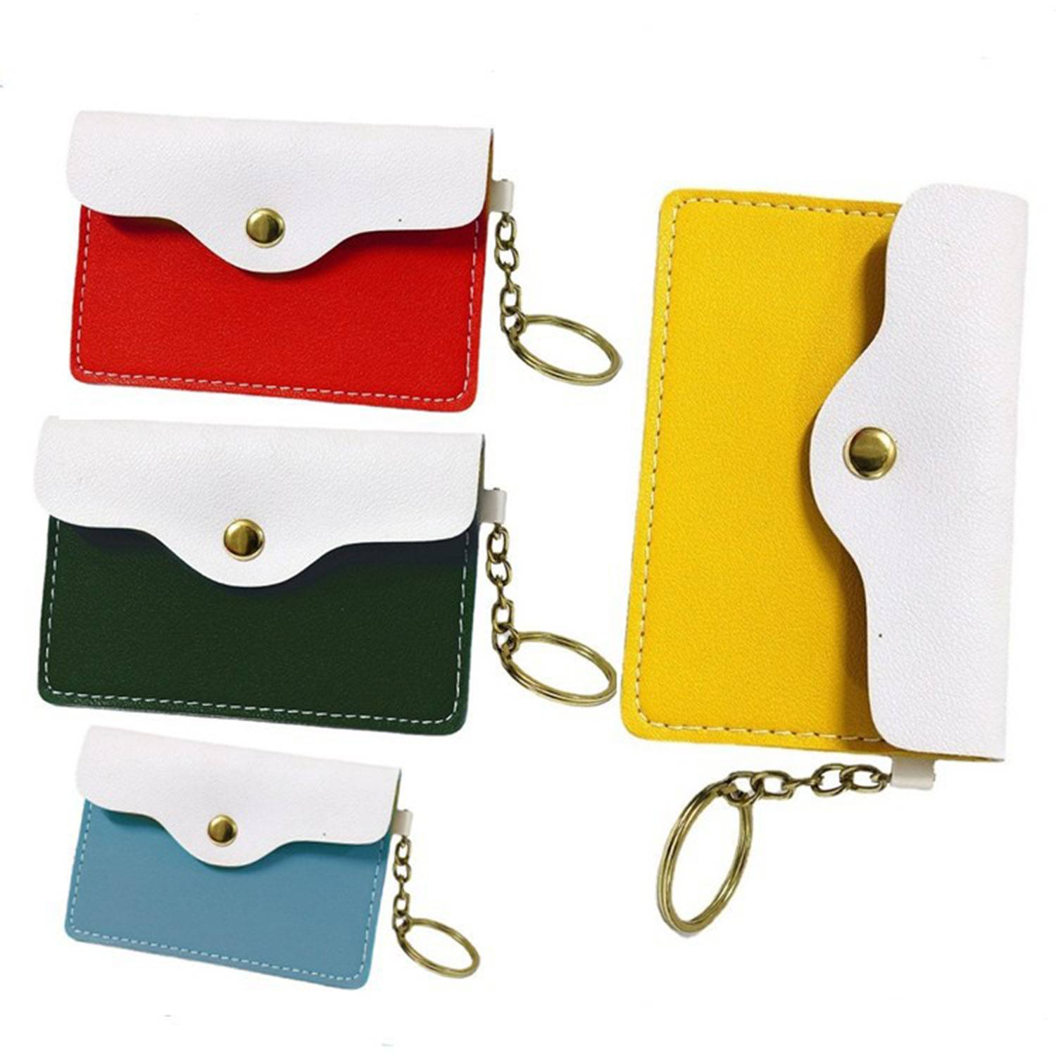 Leather Mini Wallet Card Bag w/ Keychian 3