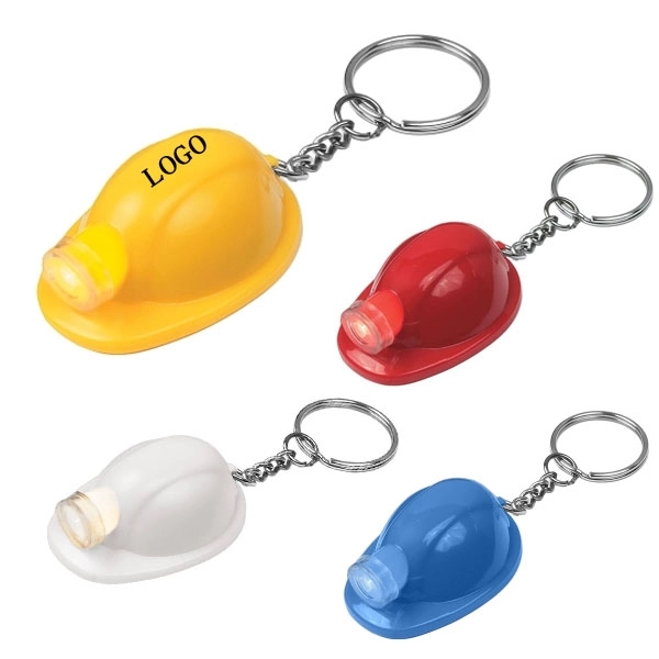 Safety Helmet LED Light Up Flashlight Keychain 2