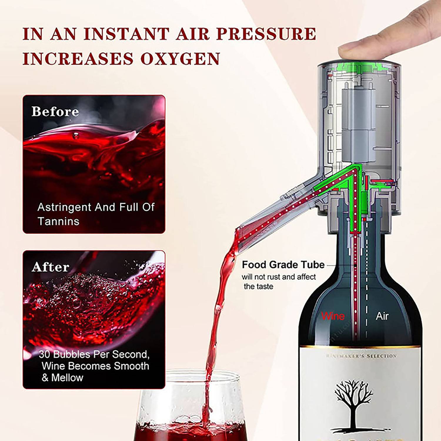 Smart Electric Wine Aerator with Retractable Tube 4