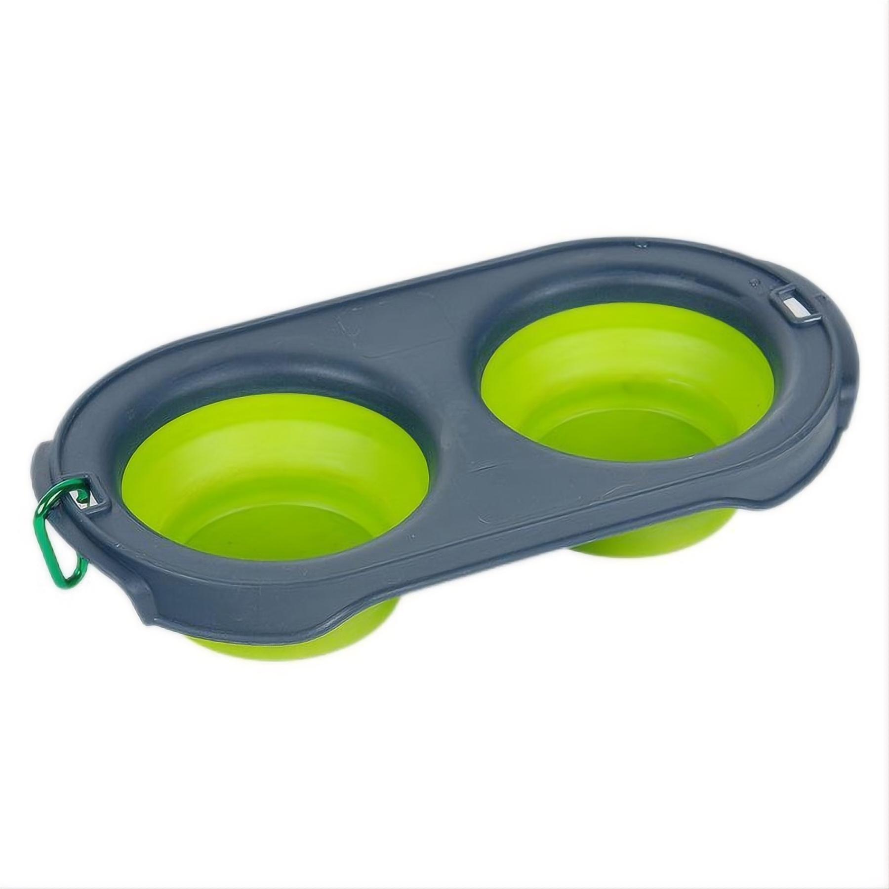 Collapsible Double Dog Bowls with Carabiner Clip 3
