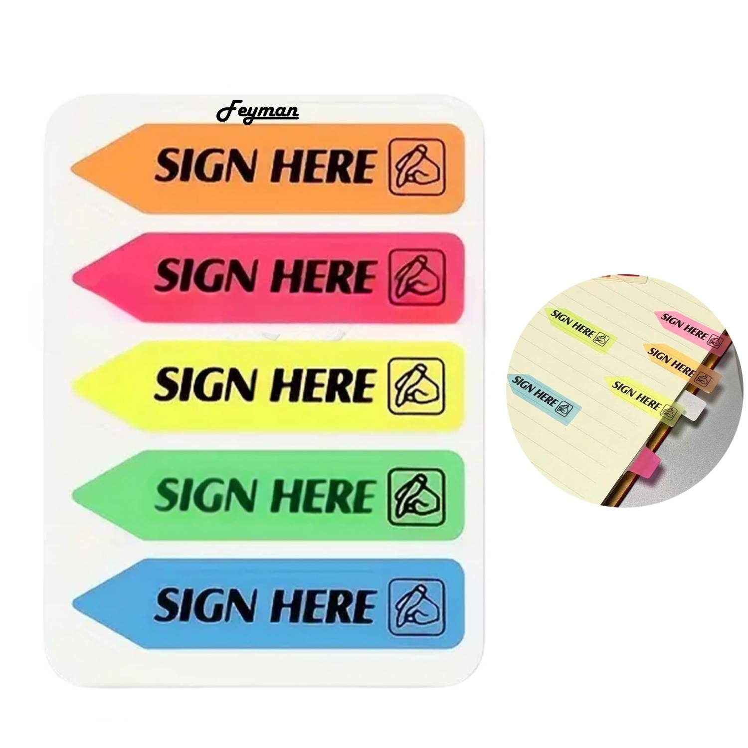 Sign Here Index Indicator Label Fluorescent Sticky Note 9
