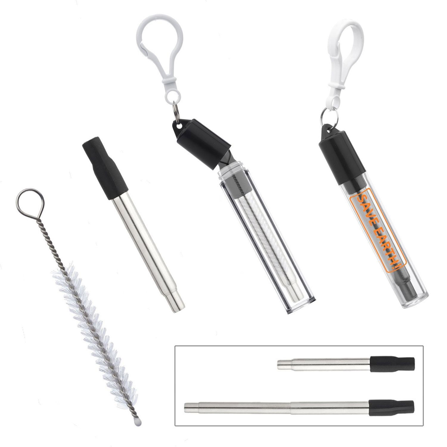 Retractable Stainless Steel Straw w/ Cleaning Kit Reusable 4