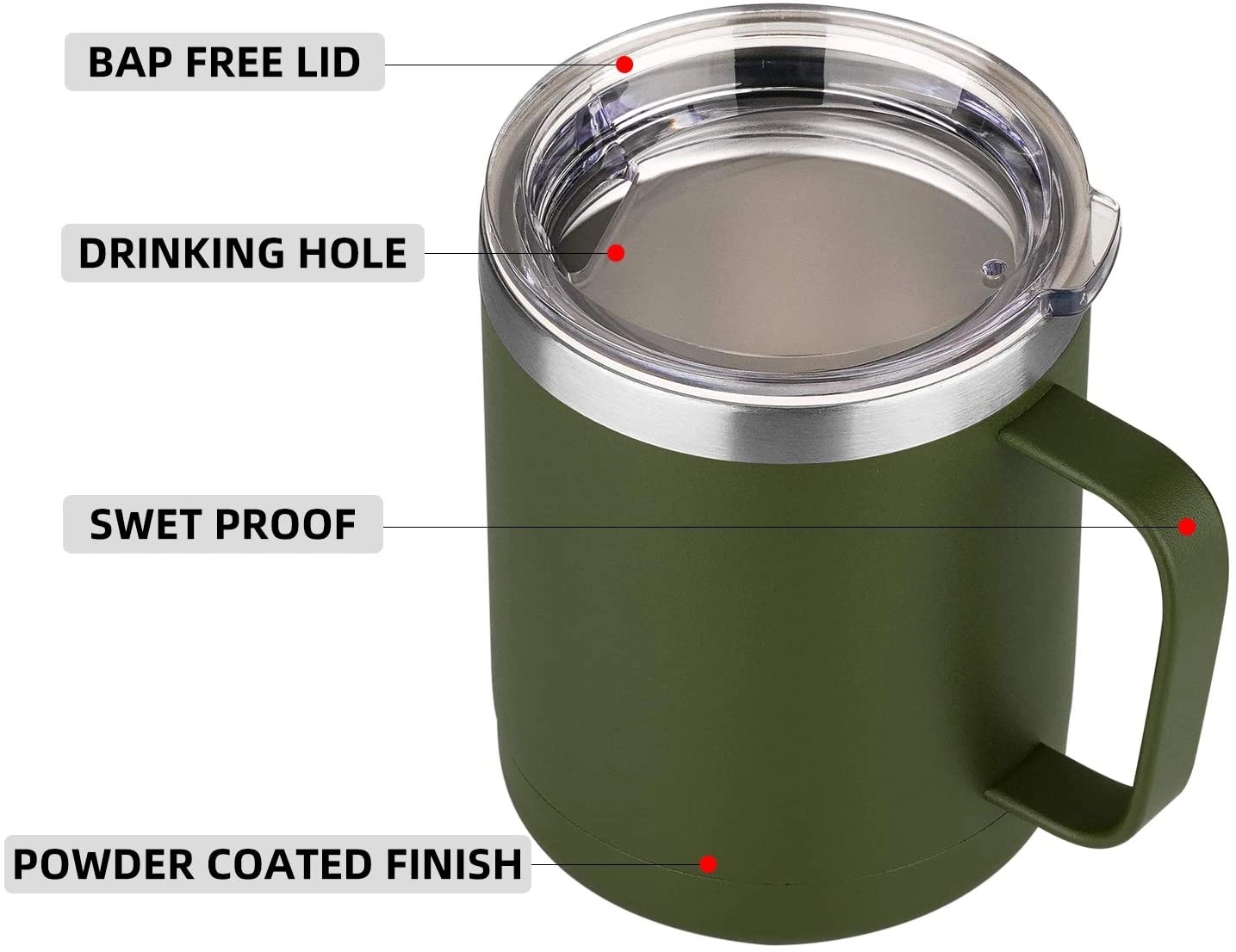 Stainless Steel Camping Mug, 12 oz. 16