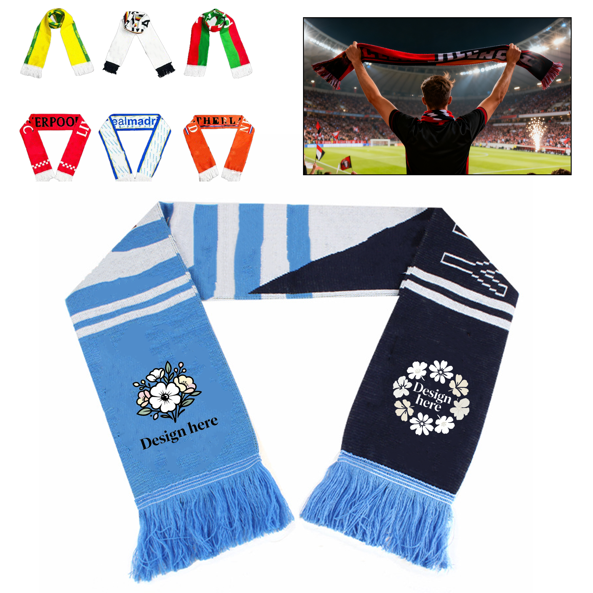 MOQ50 Personalized Stadium Scarf with Full Color Print 2