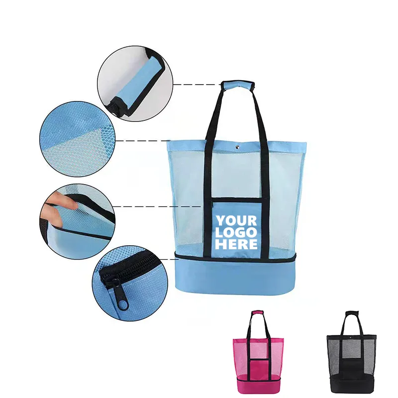 Mesh Beach Tote, custom tote bag with logo imprint 2