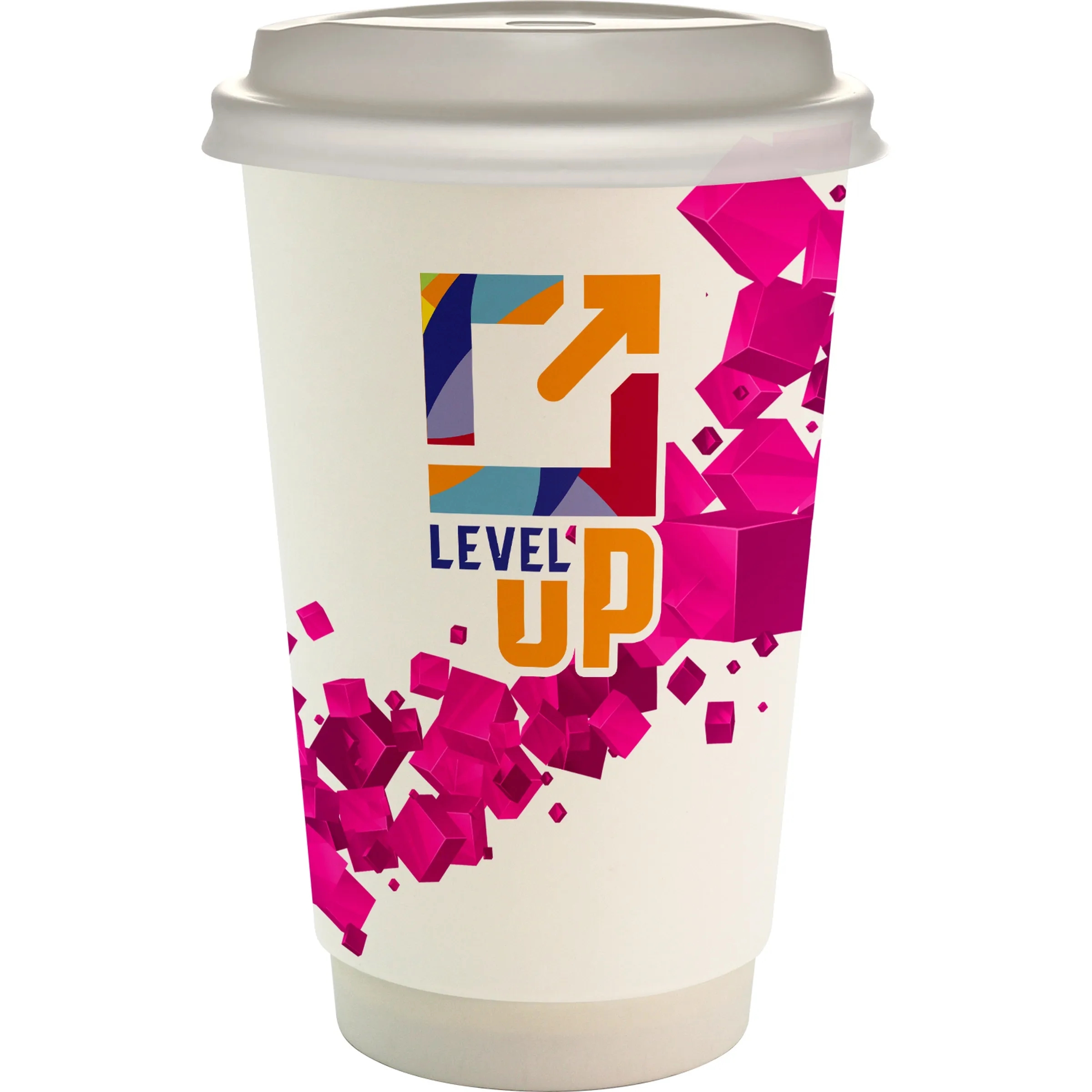 16 oz. Full Color Floating Cube Paper Cup With Lid 9