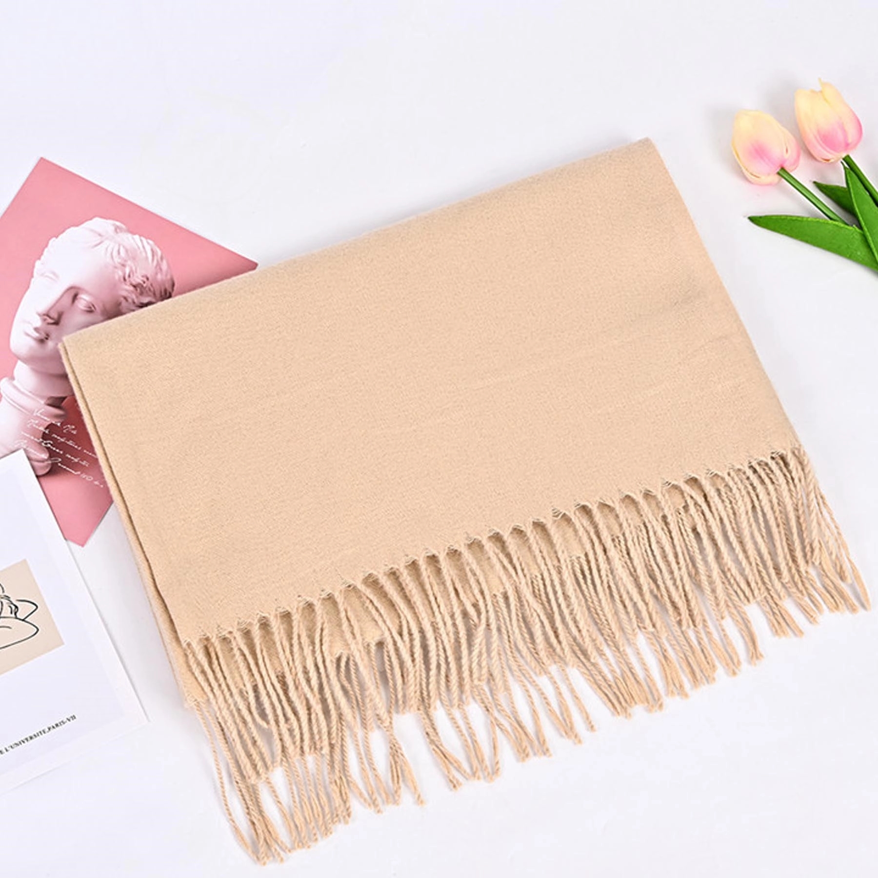 Womens Large Soft Cashmere Feel Pashmina Shawls Scarf 2