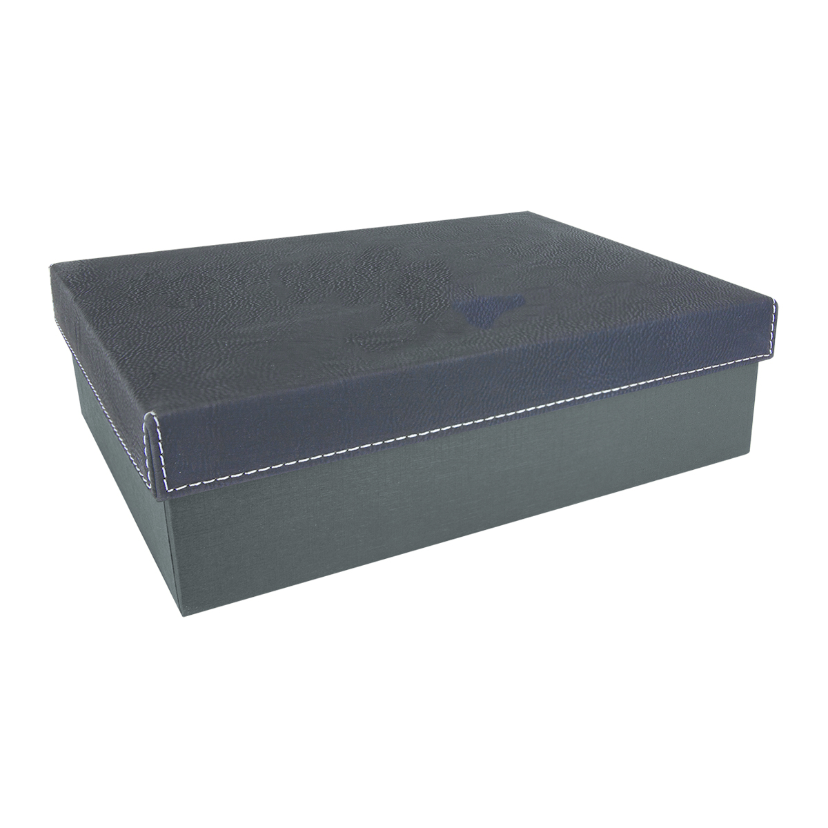 9 3/4" x 7" Black/Silver Leatherette Gift Box 2