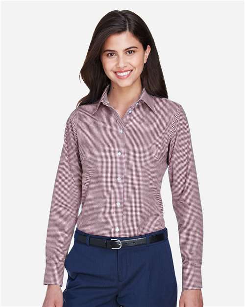 Women's Crown Collection® Gingham Check Woven Dress Shirt - D640W 43